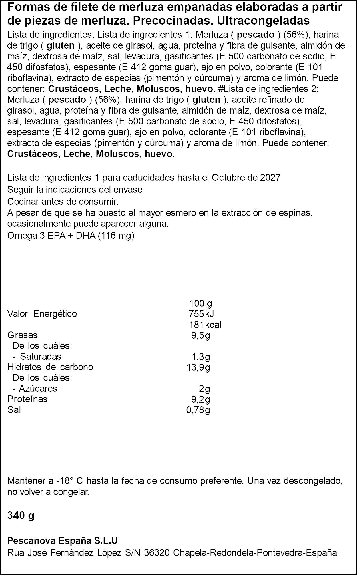 Merluza empanada Pescanova 340g