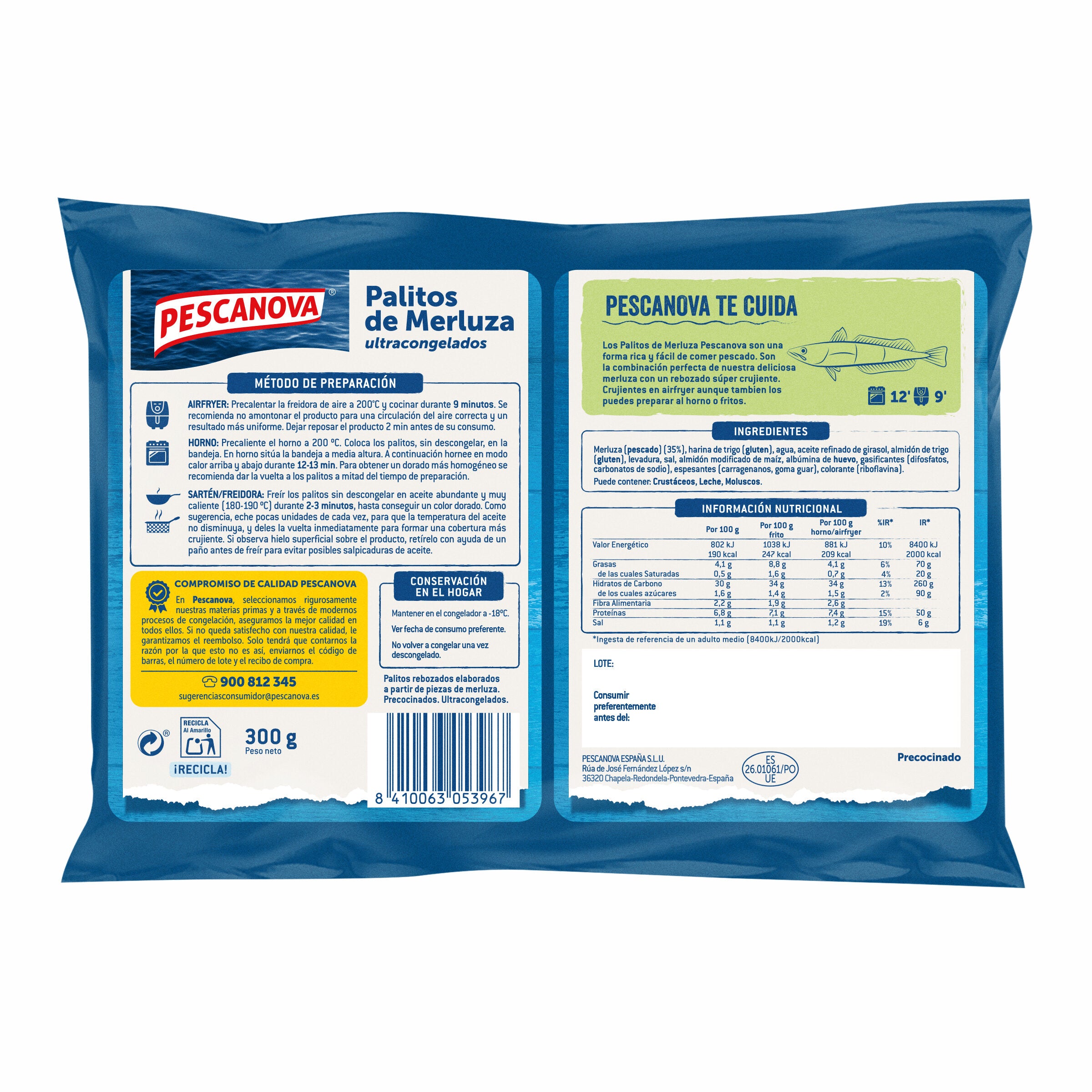Palitos merluza  Pescanova 300g