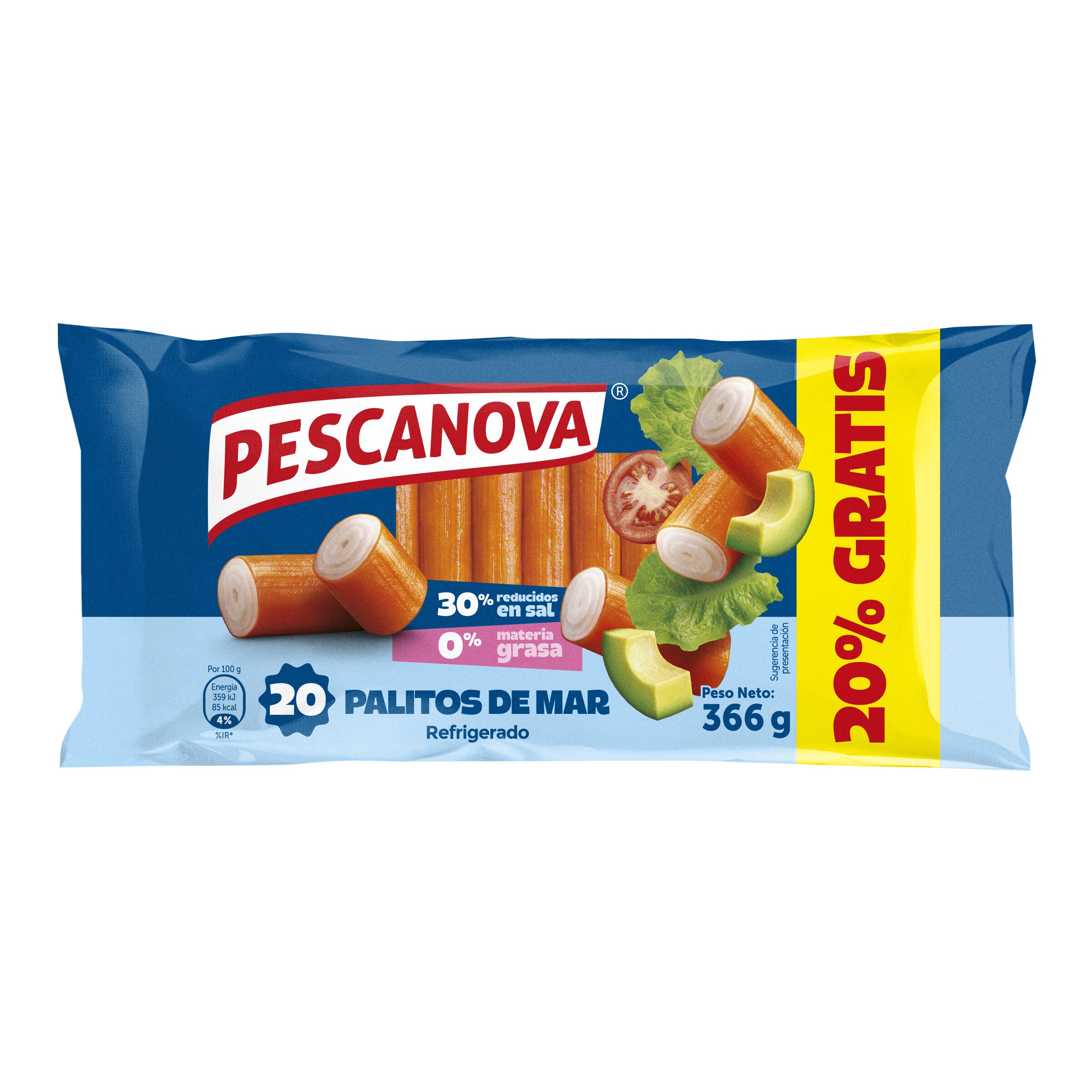 Palitos de mar red sal 0% Pescanova 366g