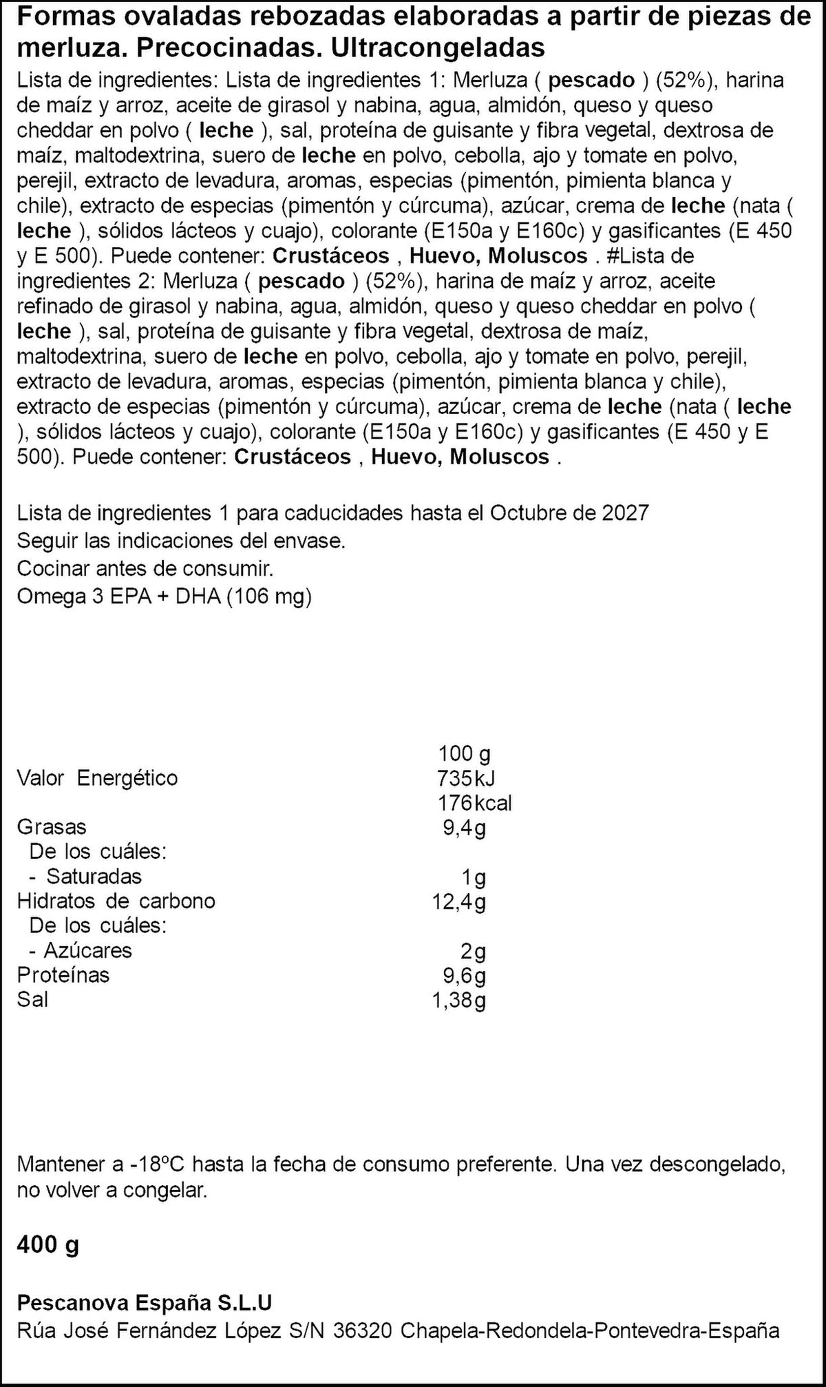 Crunchyx de merluza Pescanova 400g