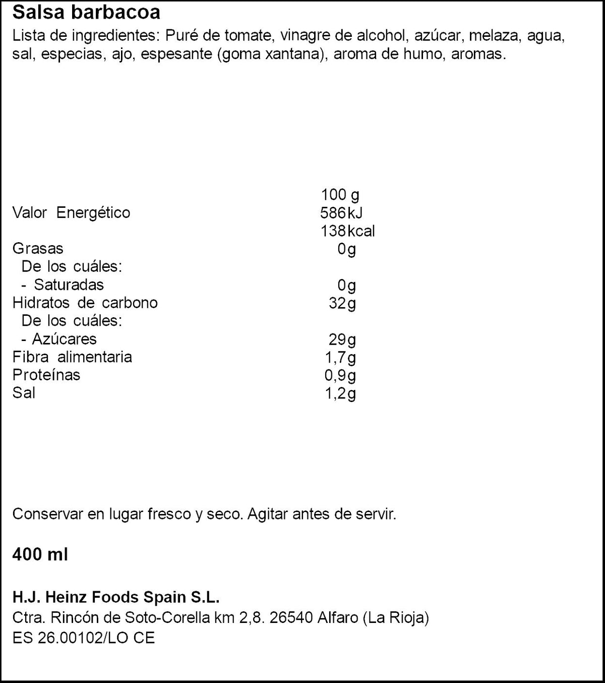 Salsa barbacoa Heinz 400ml
