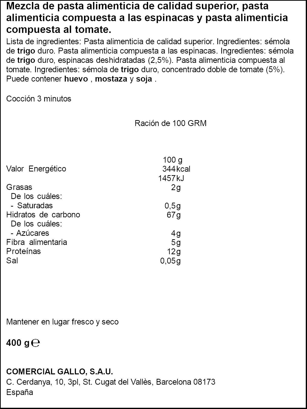 Spaguetti vegetal 3 min Gallo 400g