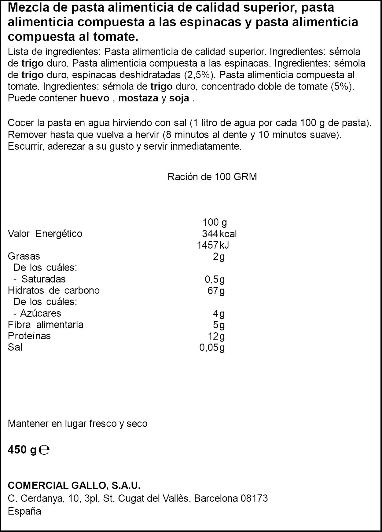 Pajaritas vegetales Gallo 450g