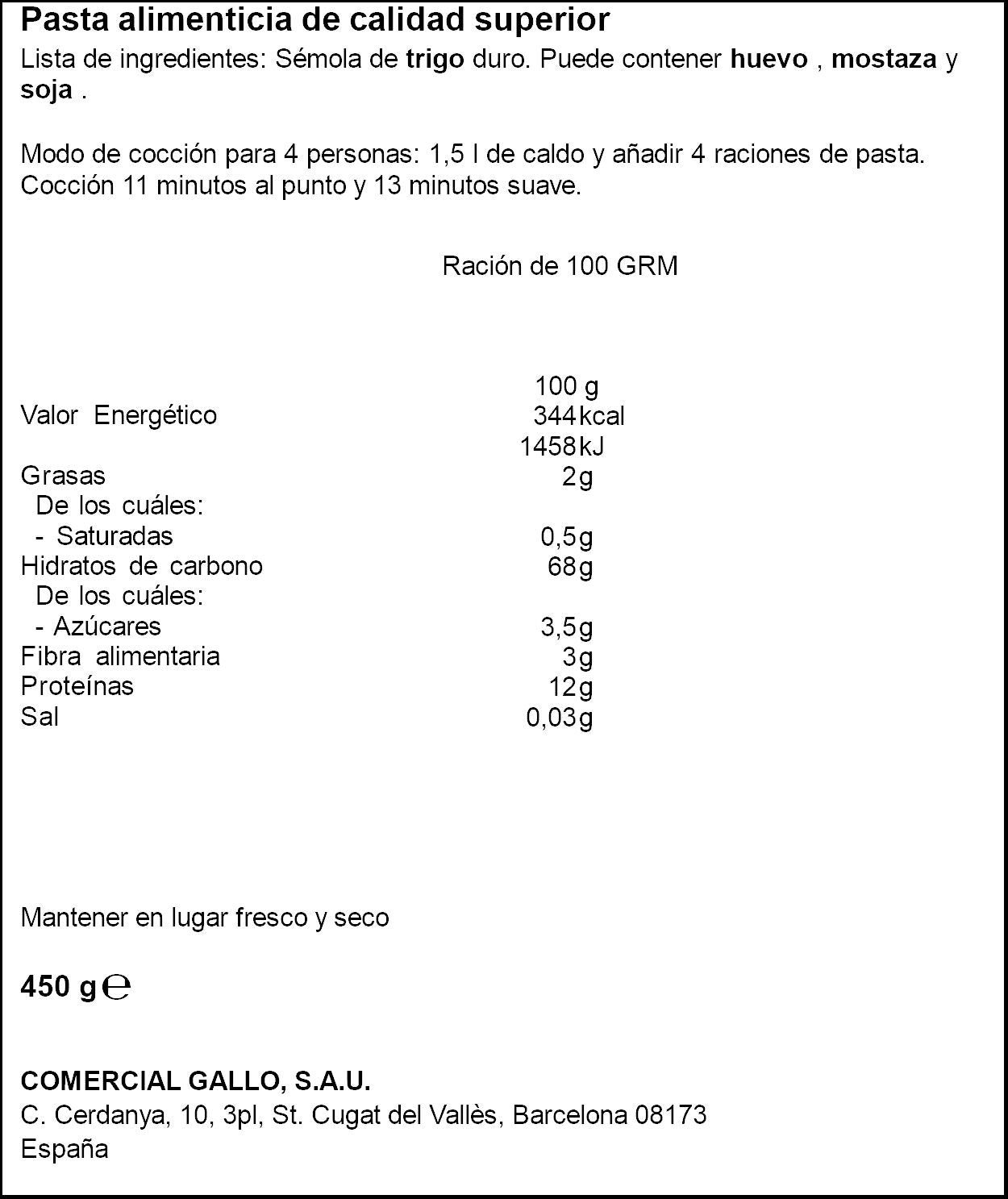 Fideo nº 4 Gallo 450g
