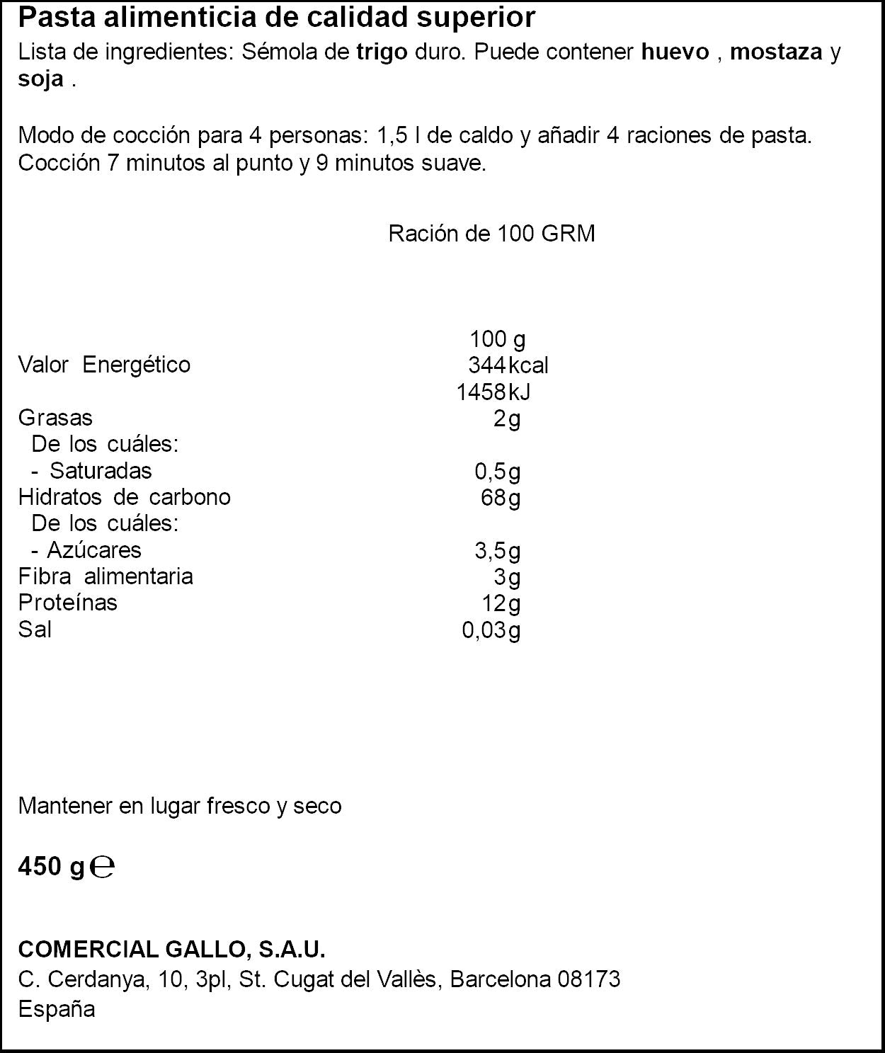 Fideua  Gallo 450g