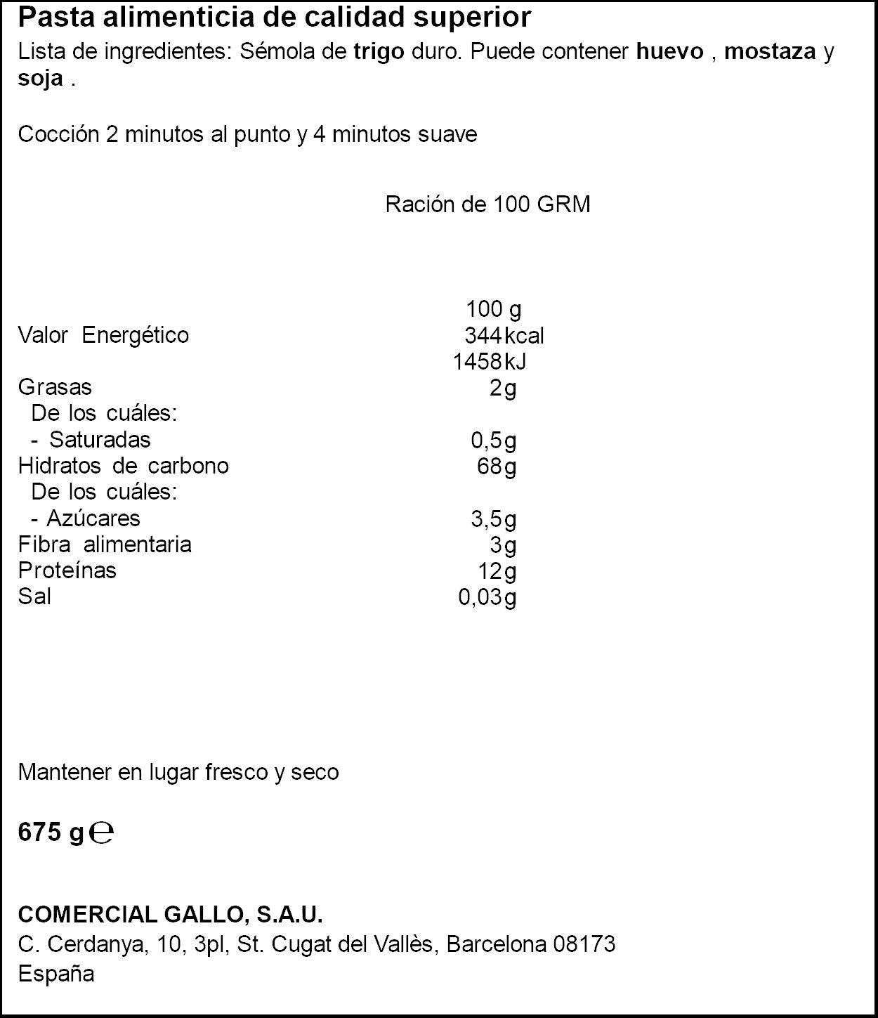 Fideo 0  Gallo 675g