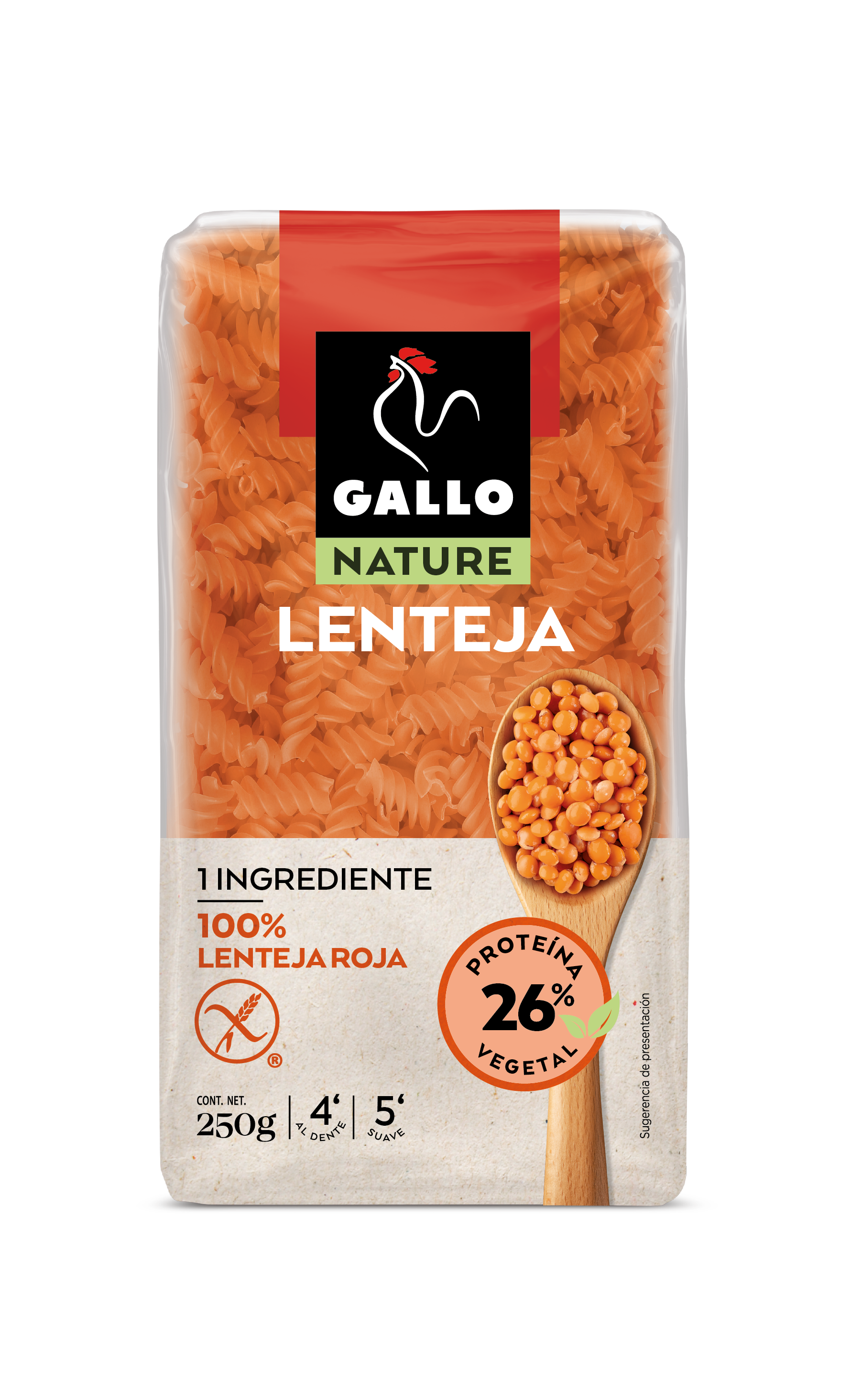 Pasta de legumbre helices de lentejas Gallo nature 250g