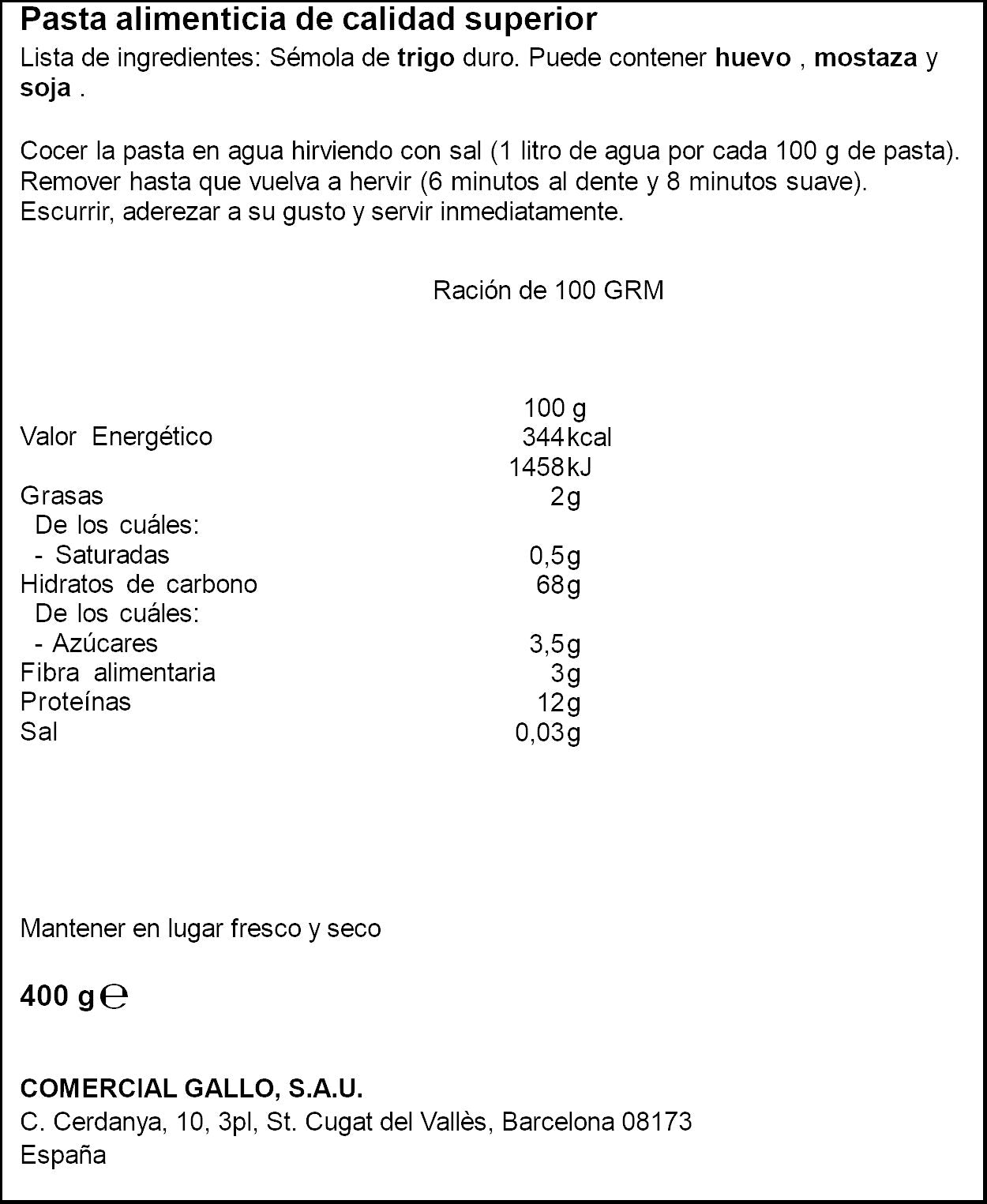Tallarines  Gallo 400g
