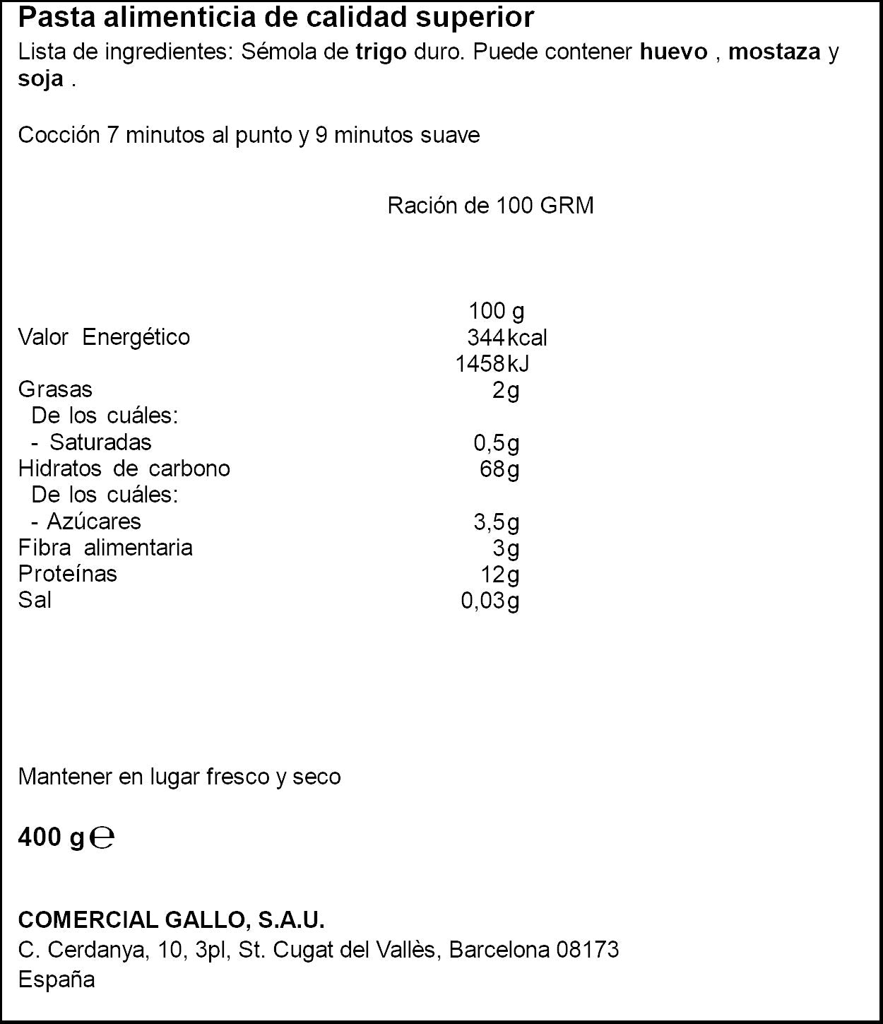 Tiburón nº 1 Gallo 400g
