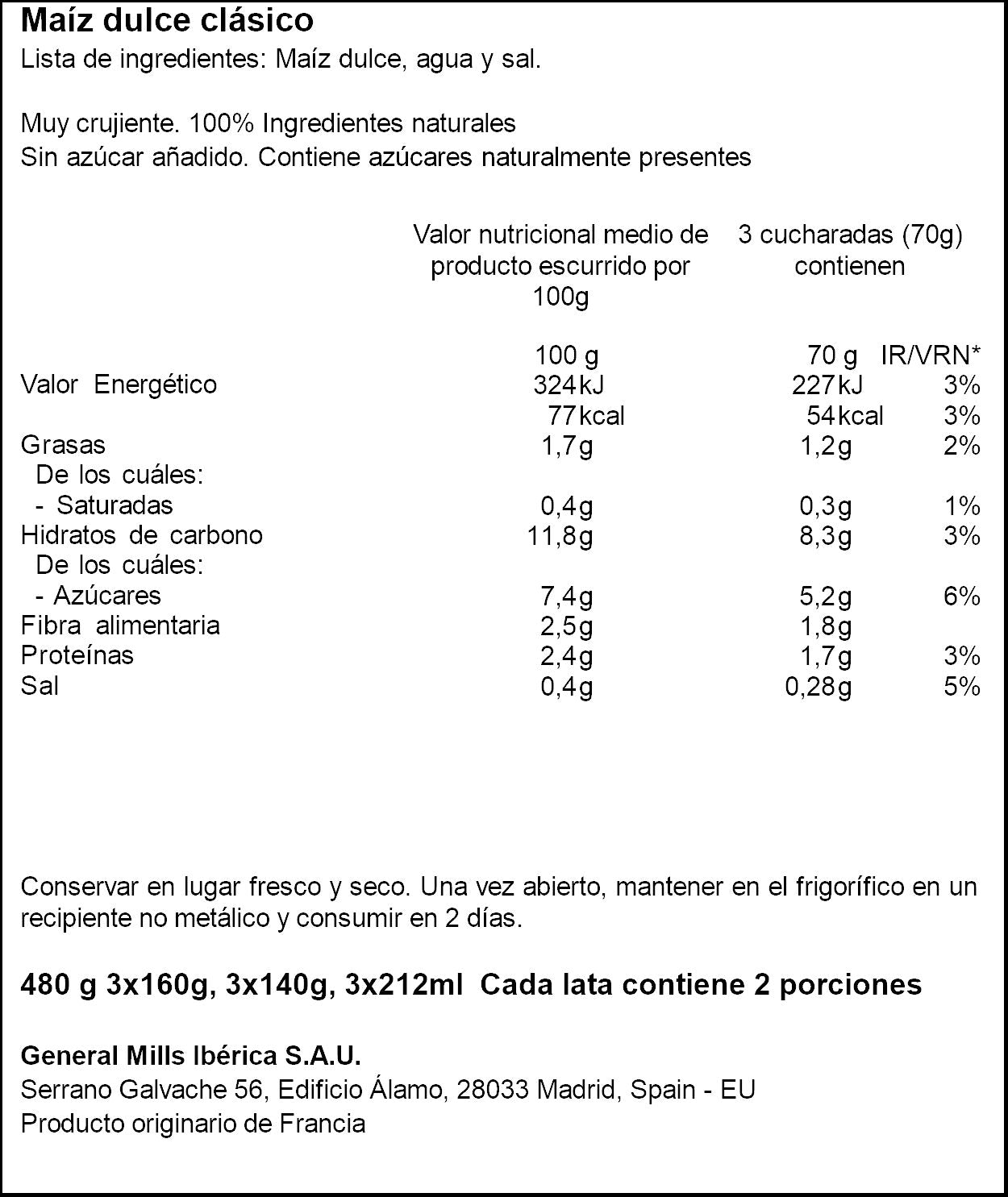 Maíz dulce  Gigante verde p3 140g/u escurr