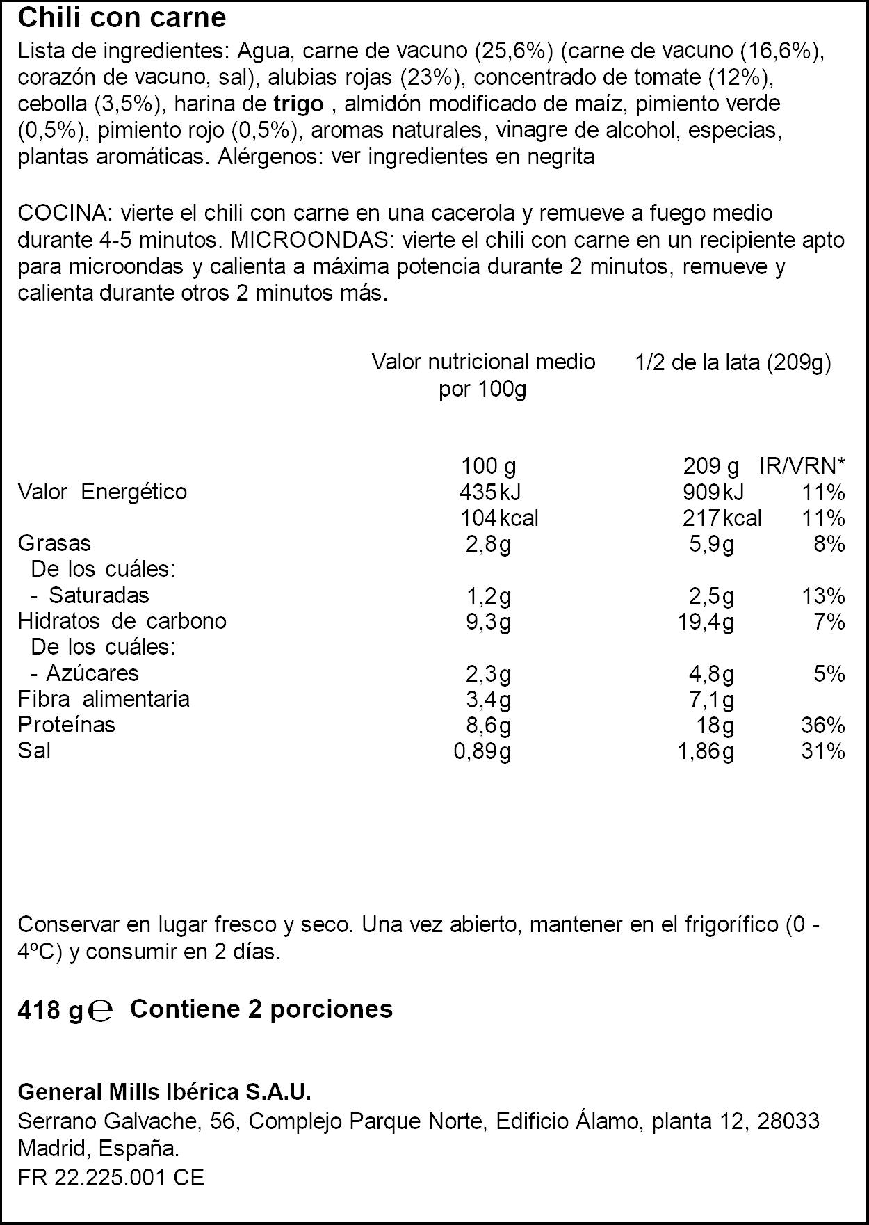 Chili c/ carne Old paso 418g