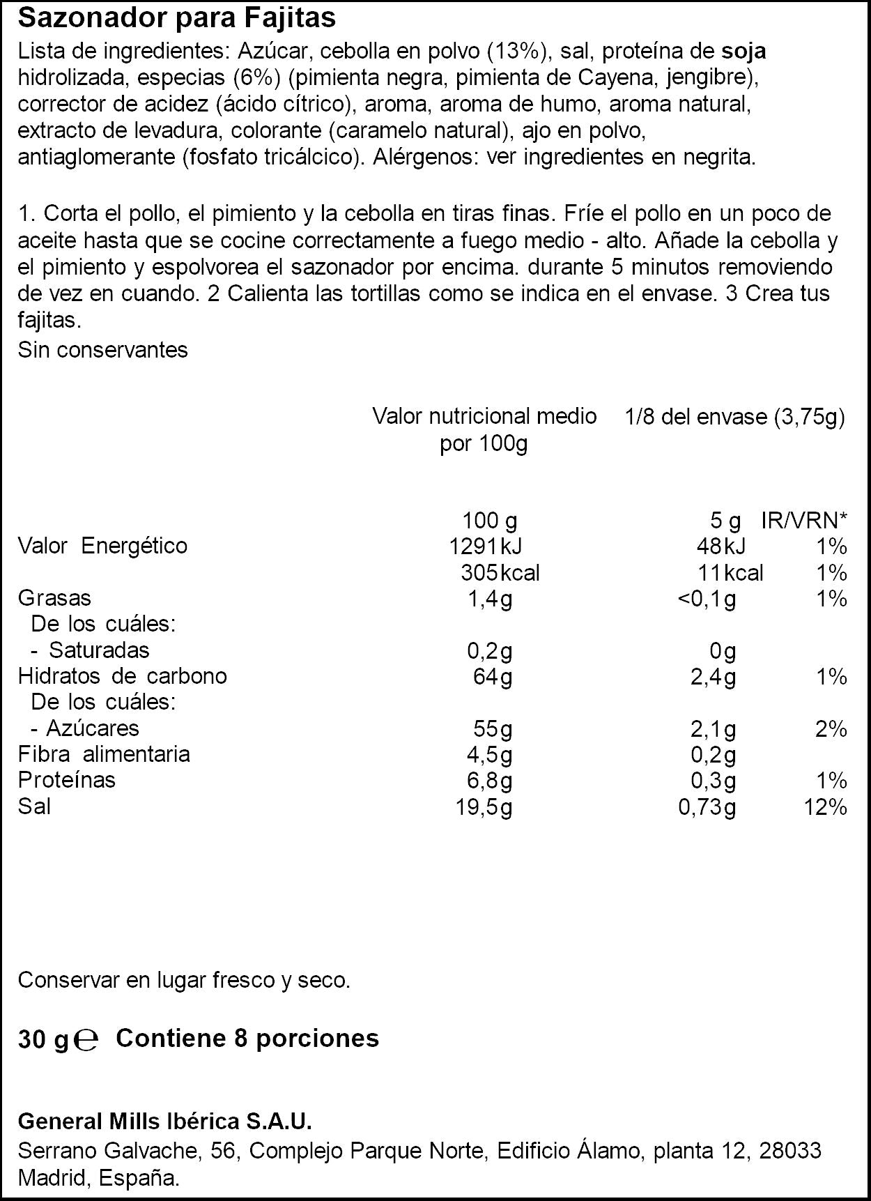 Sazonador para fajitas Old paso 35g