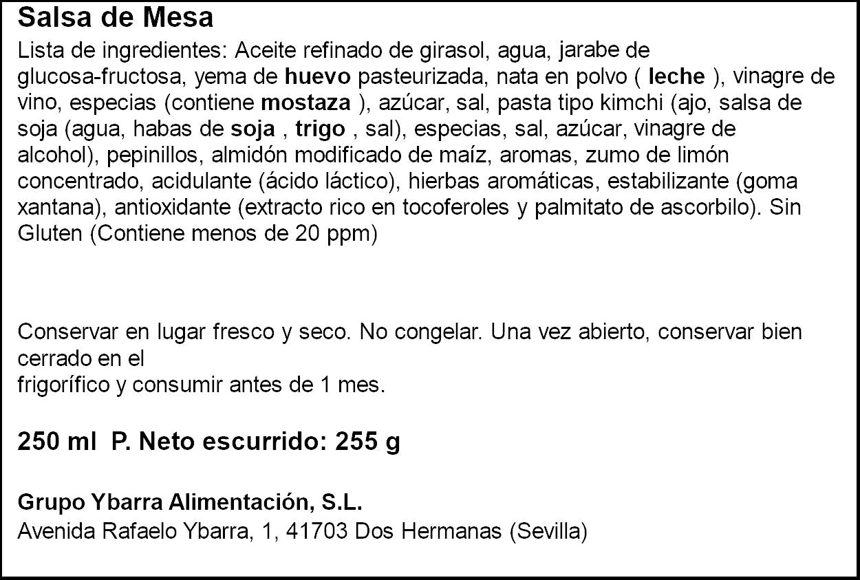 Salsa champion burguer Ybarra 250ml