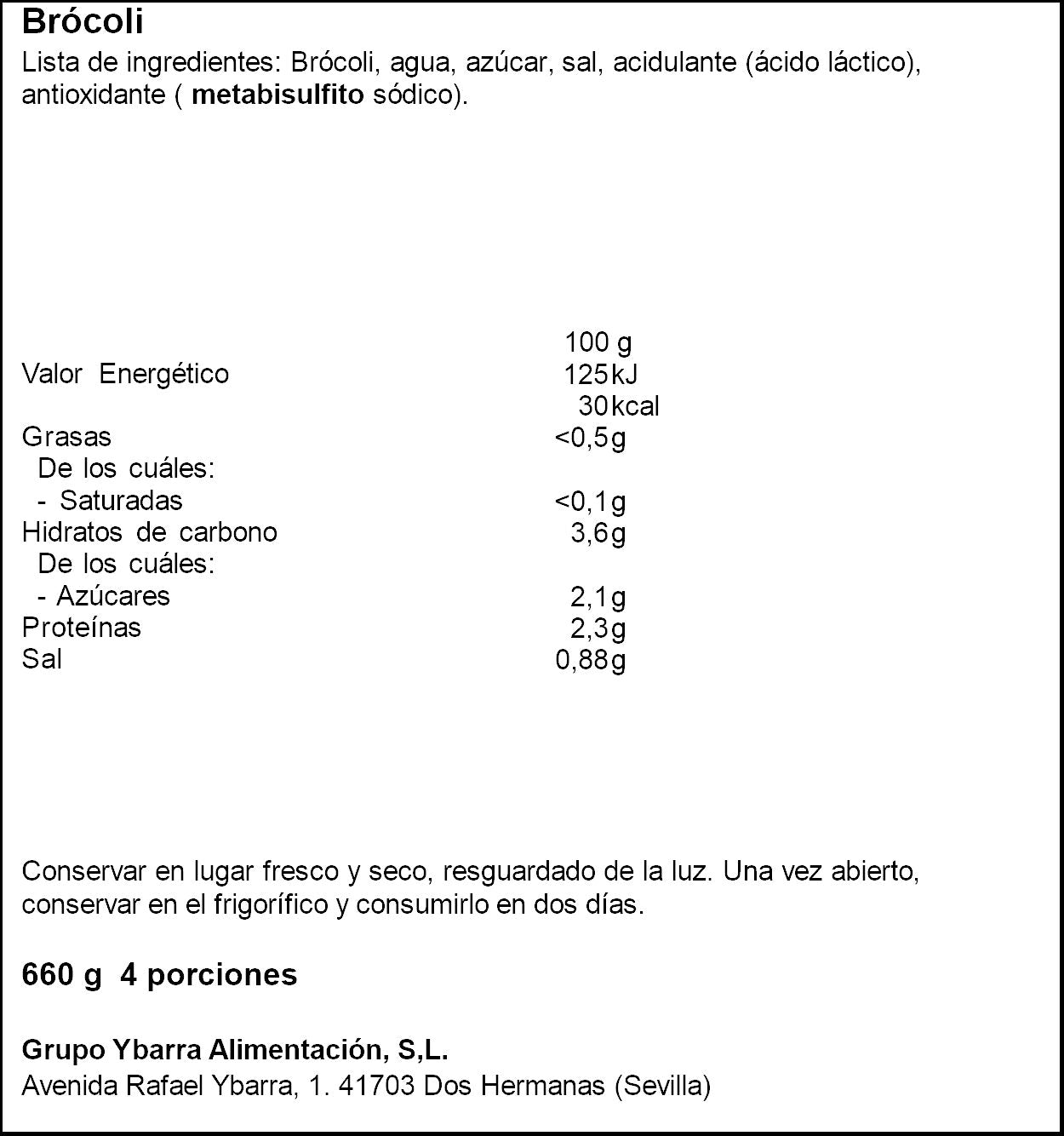 Brocoli al natural Ybarra 360g escurr