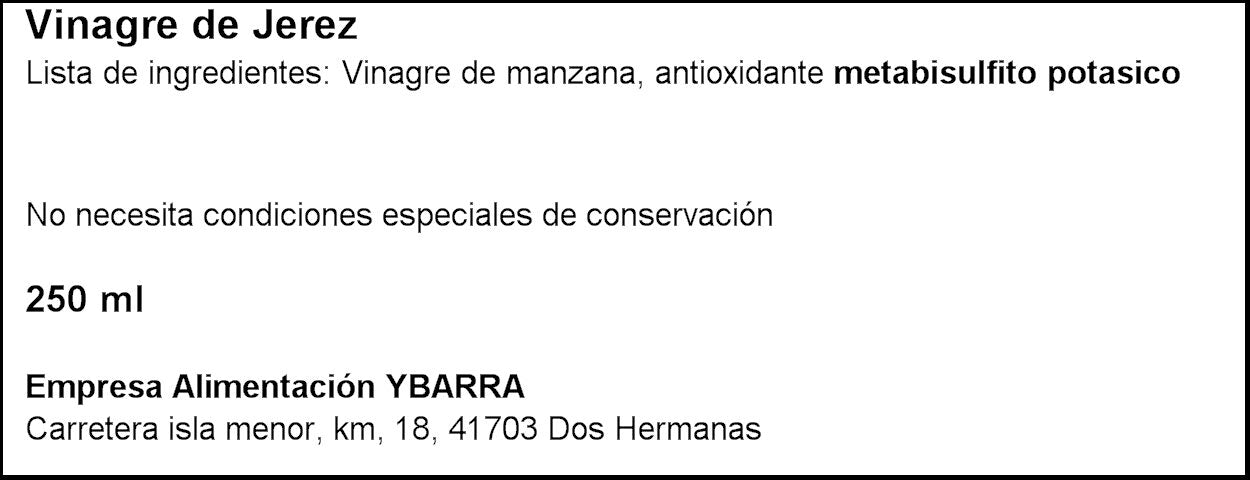 Vinagre jerez reserva dop cristal Ybarra 250ml