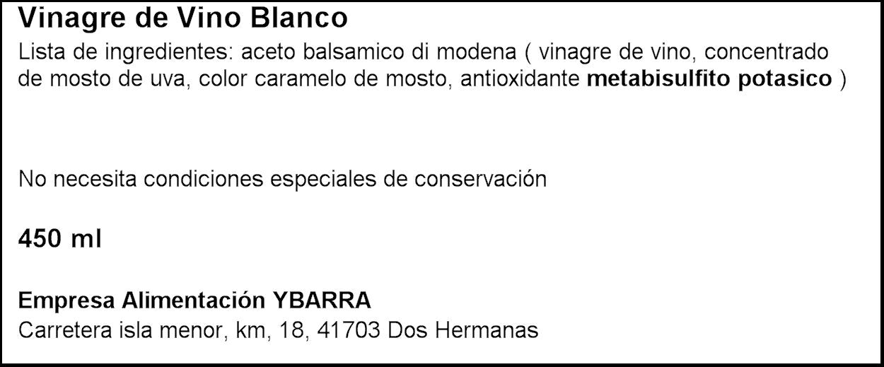 Vinagre de vino blanco dop Ybarra 1l