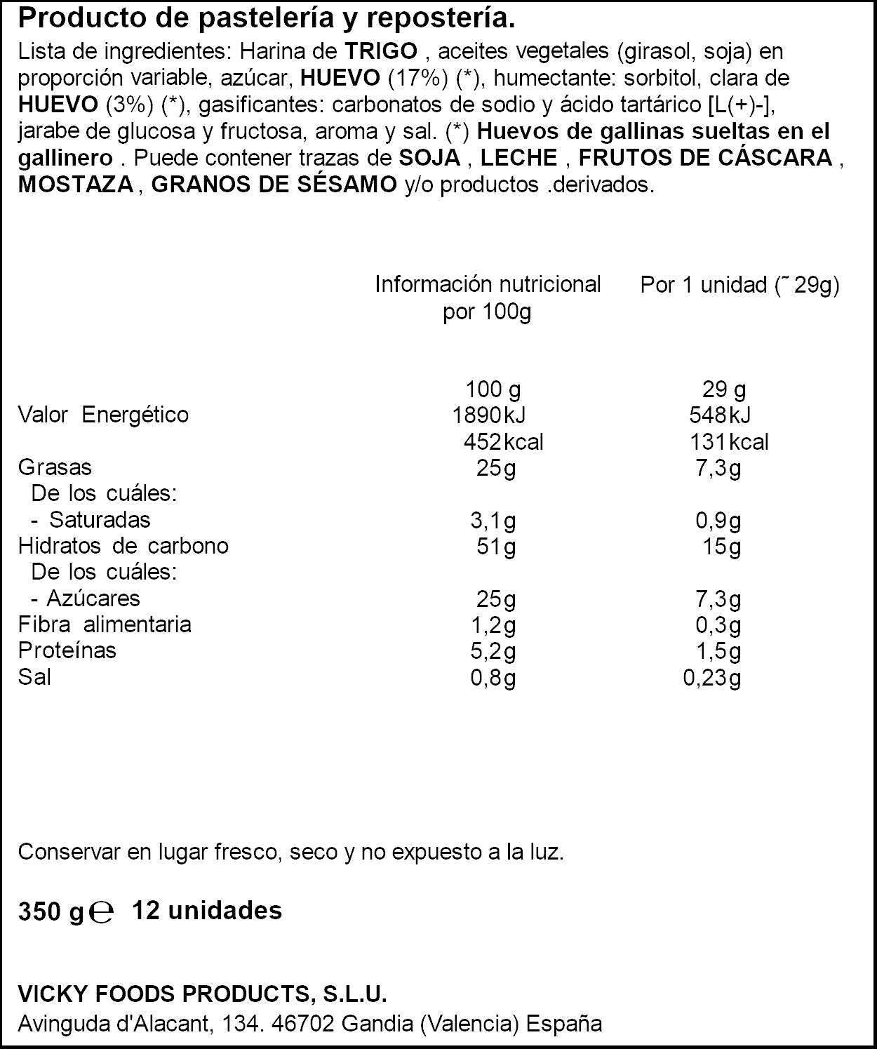 Magdalenas valencianas Dulcesol p12 350g