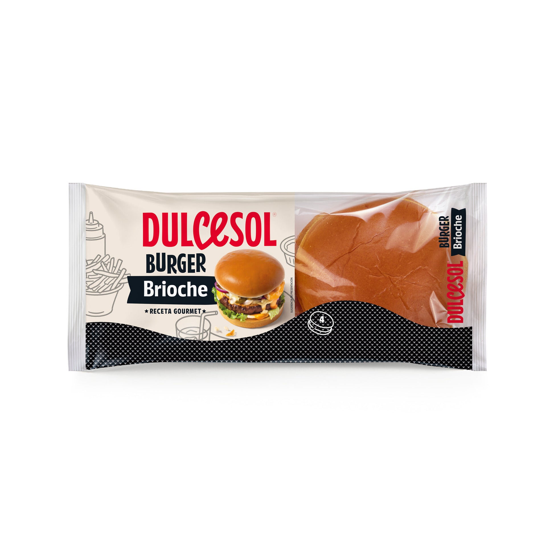 Pan de hamburguesa maxi brioche Dulcesol p4 85g/u