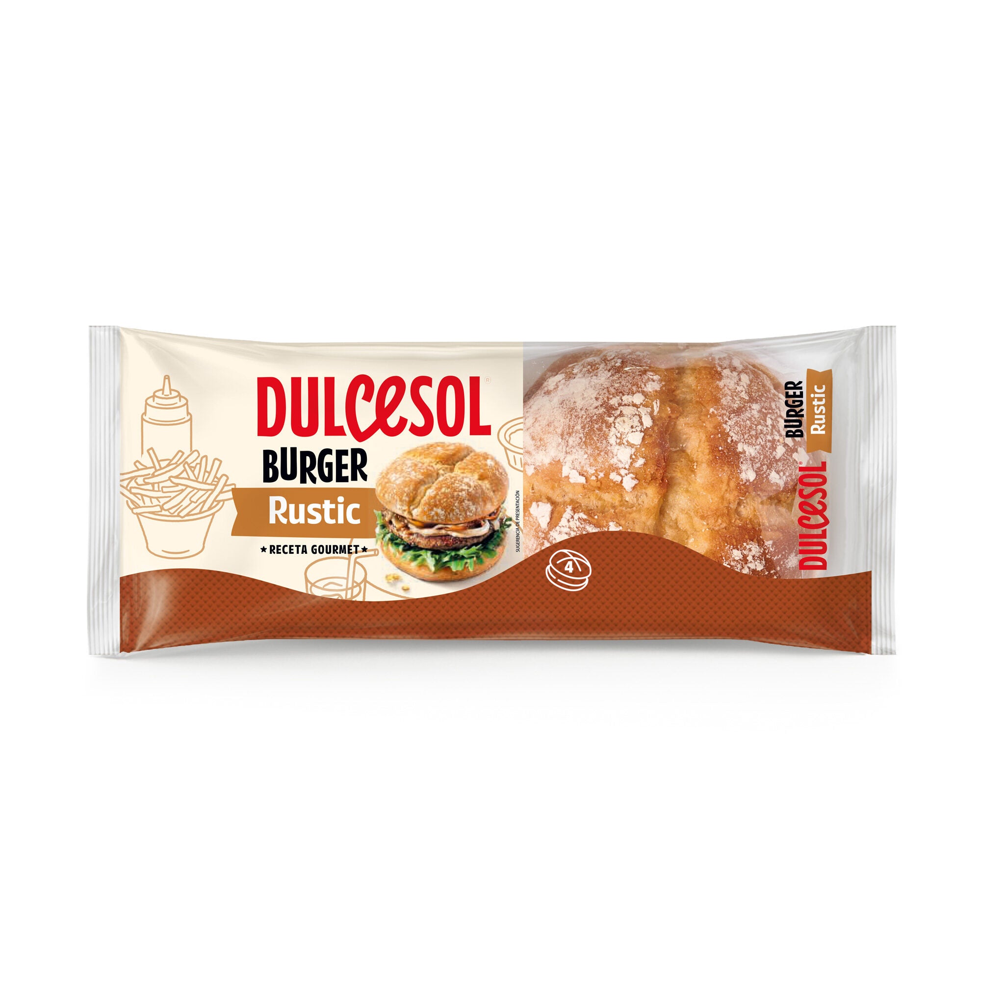 Pan burger rustico Dulcesol 4u 300g