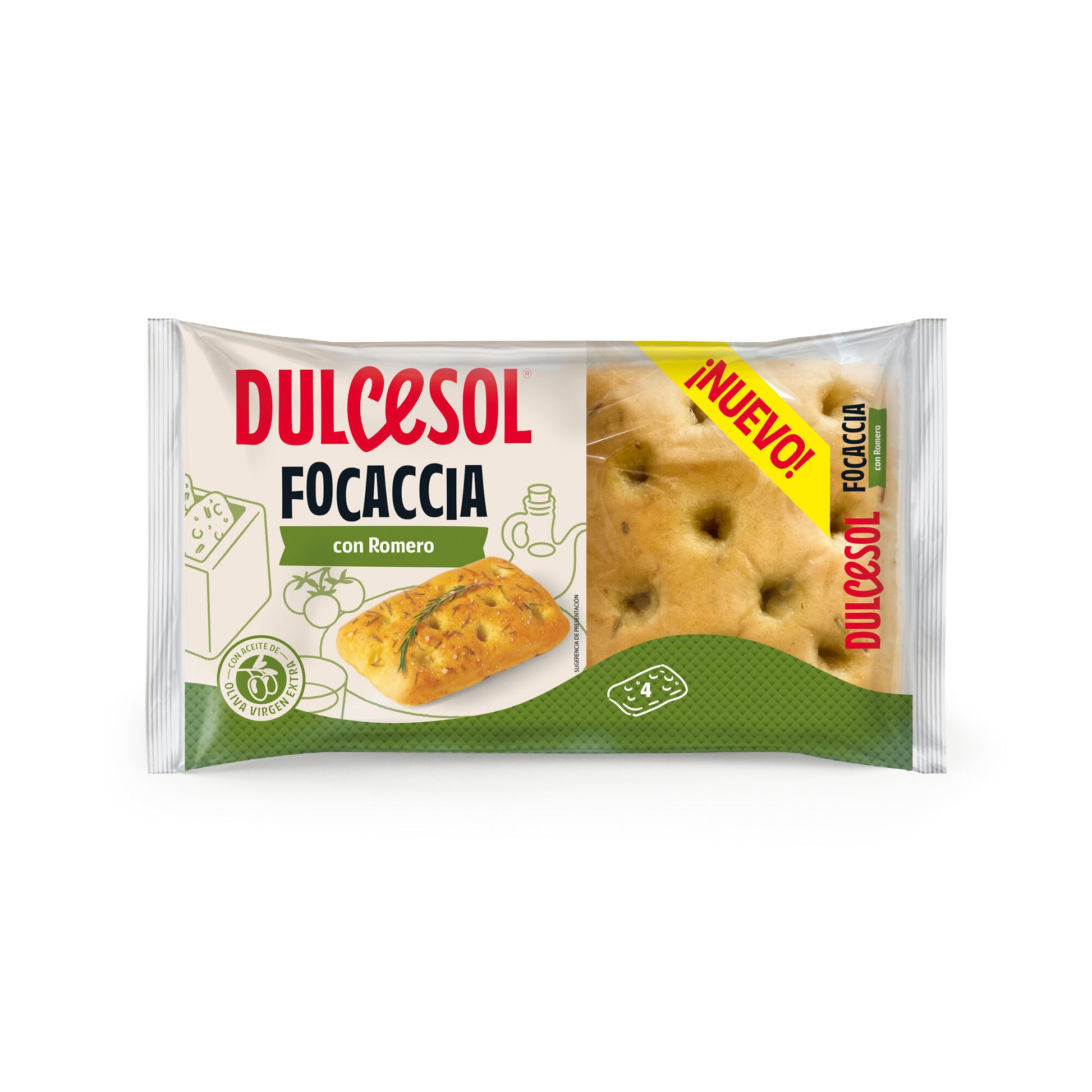 Pan foccacia c/romero Dulcesol p4 52.5g/u