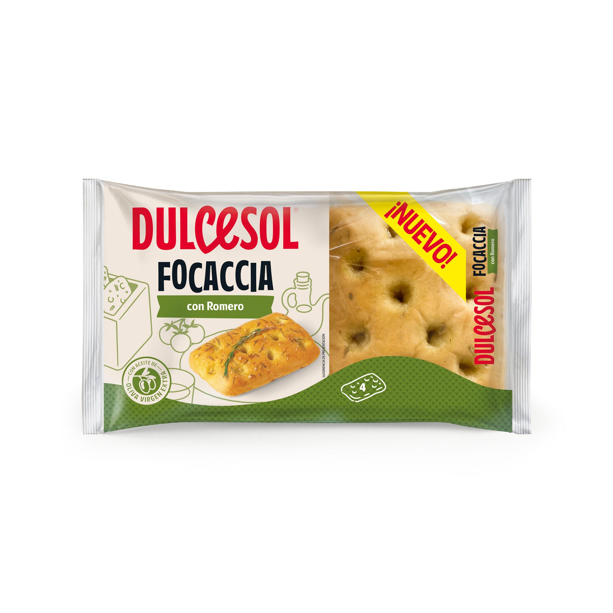 Pan foccacia c/romero Dulcesol p4 52.5g/u