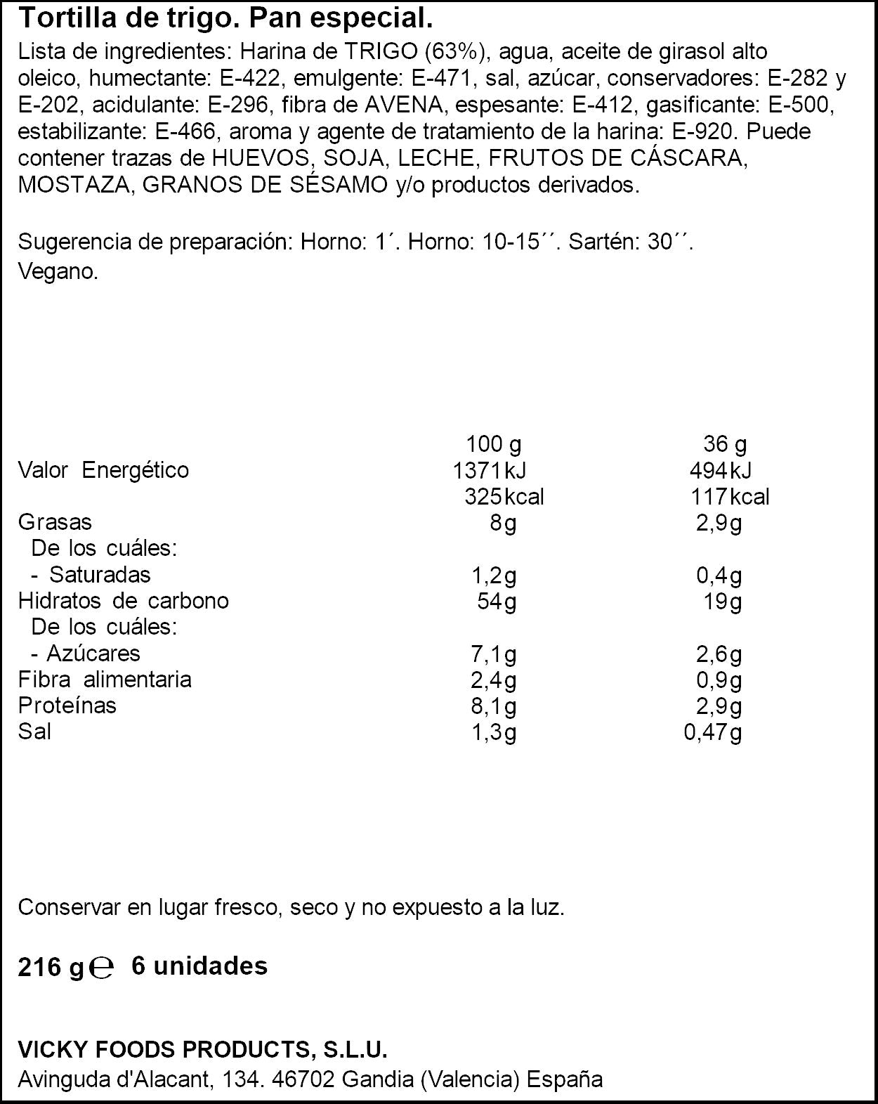 Tortillas trigo  Dulcesol p6 216g