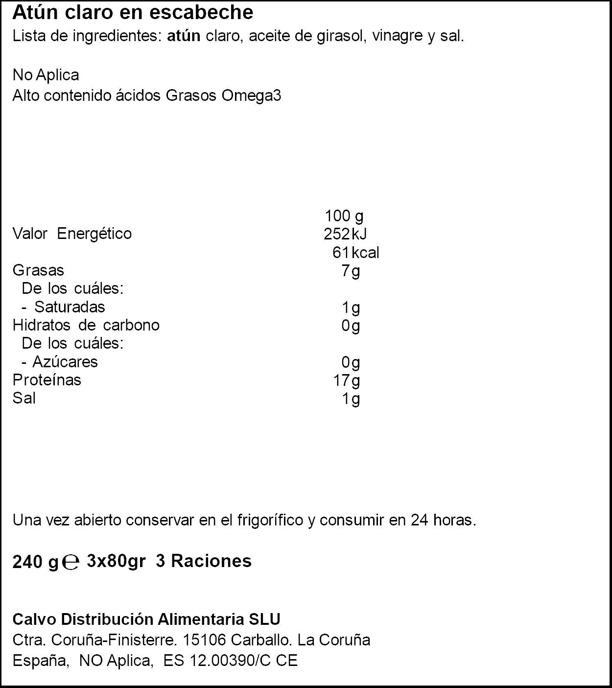 Atun claro escabeche lata Calvo p3 156g escur