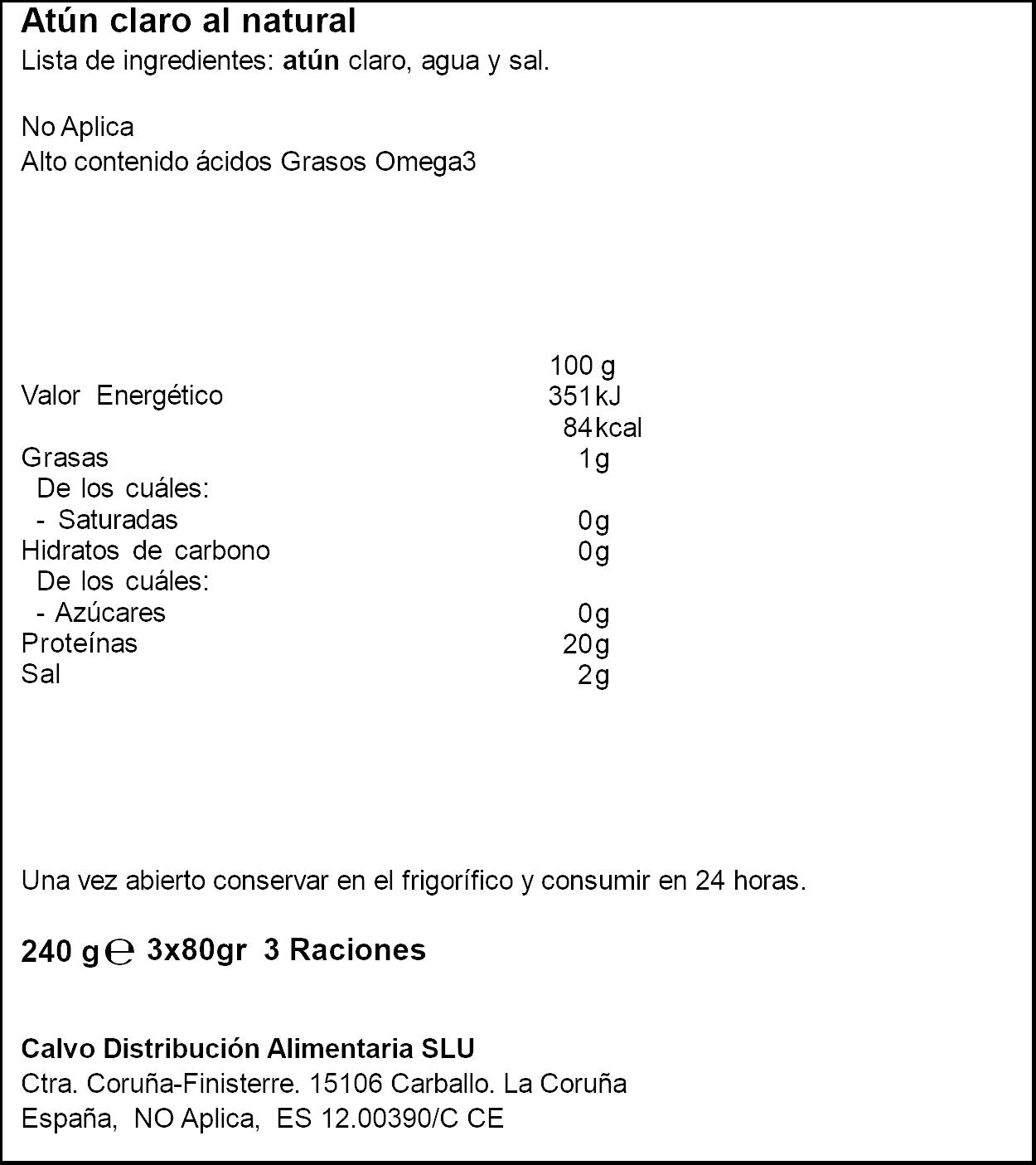 Atun claro natural r85 lata Calvo p3 56g/u escur