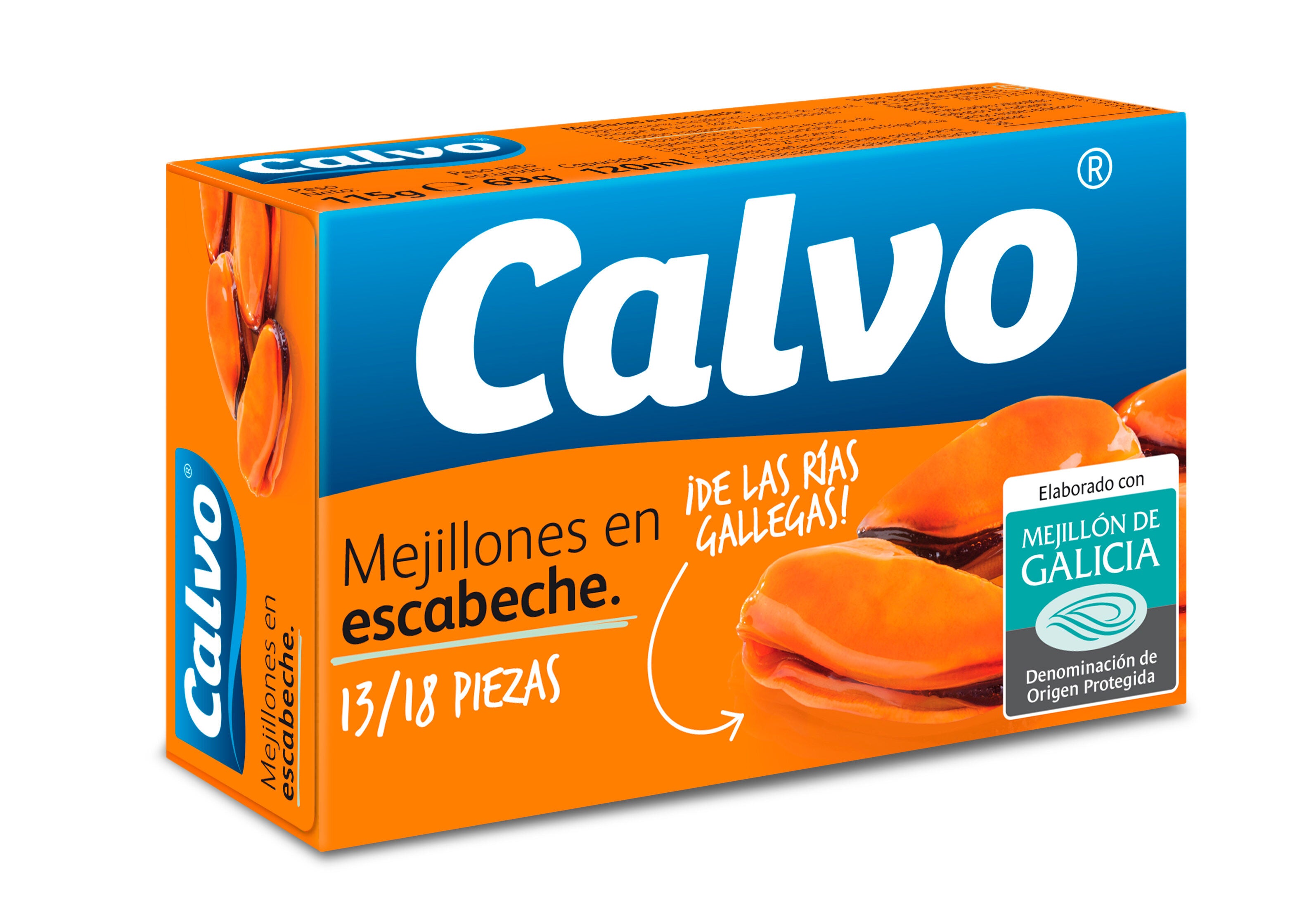 Mejillon escabeche 13/18 lata Calvo 69g escurr