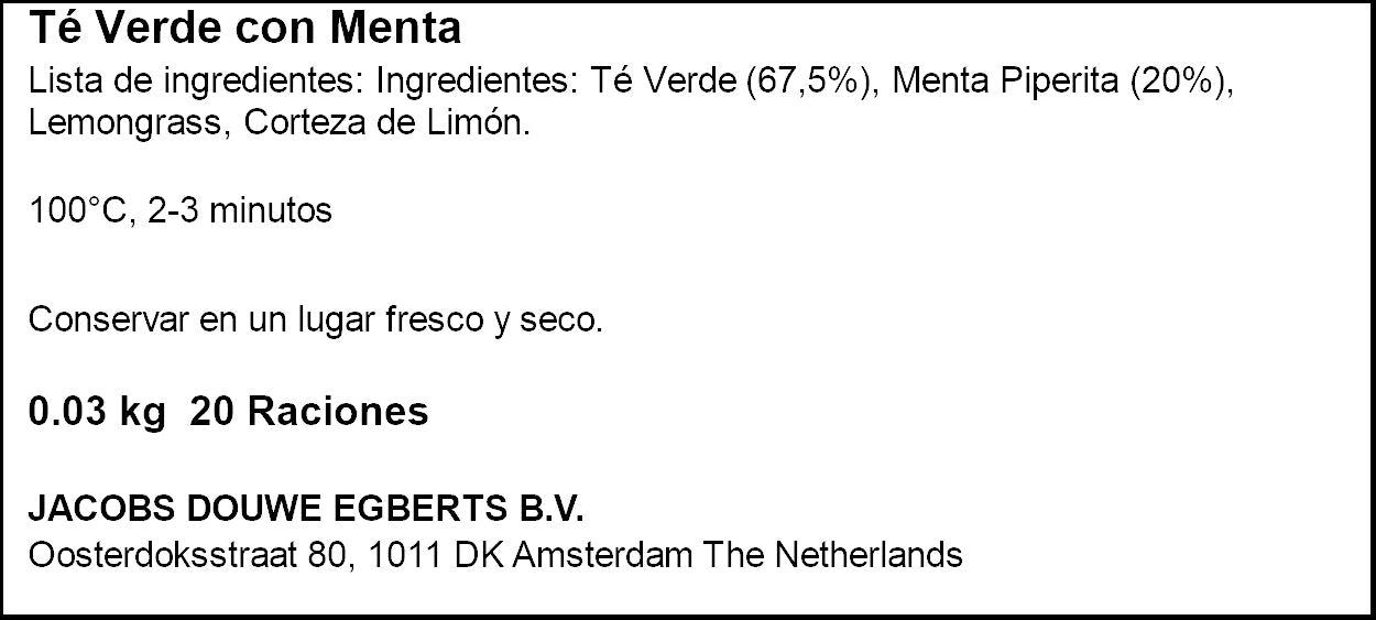 Te verde a la menta Hornimans 20 sobres