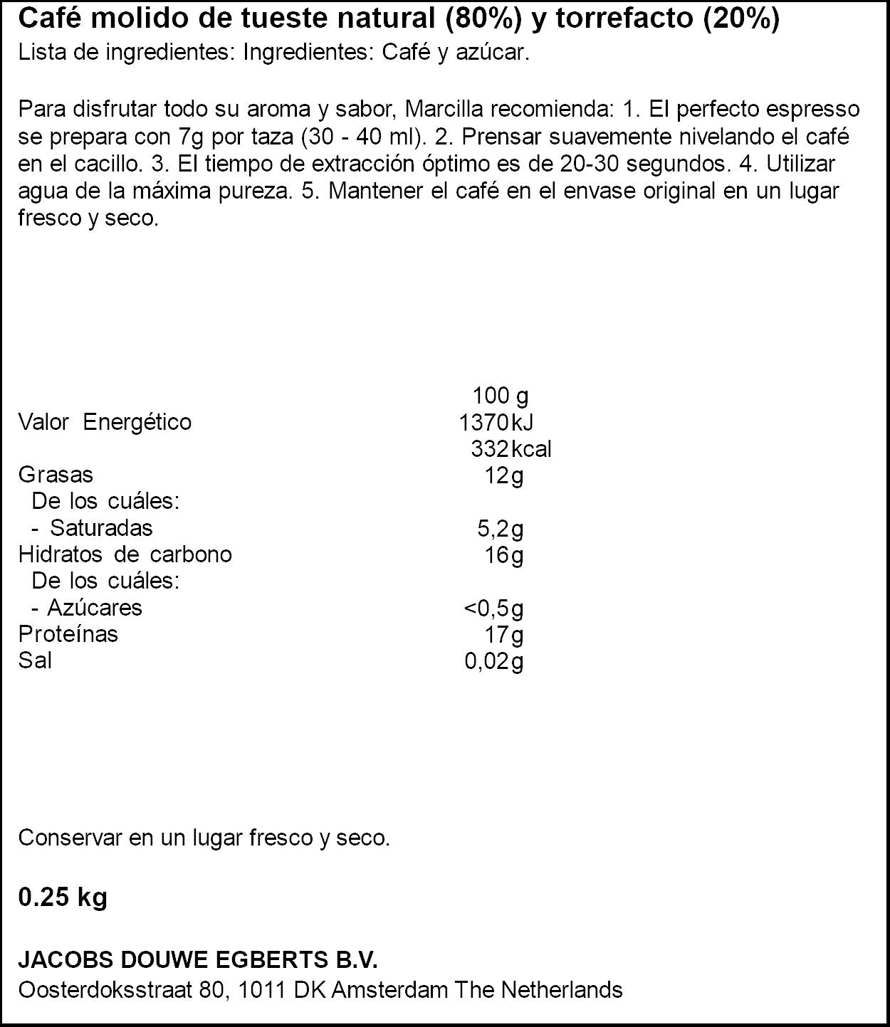 Café molido mezcla mezcla crème express Marcilla 250g