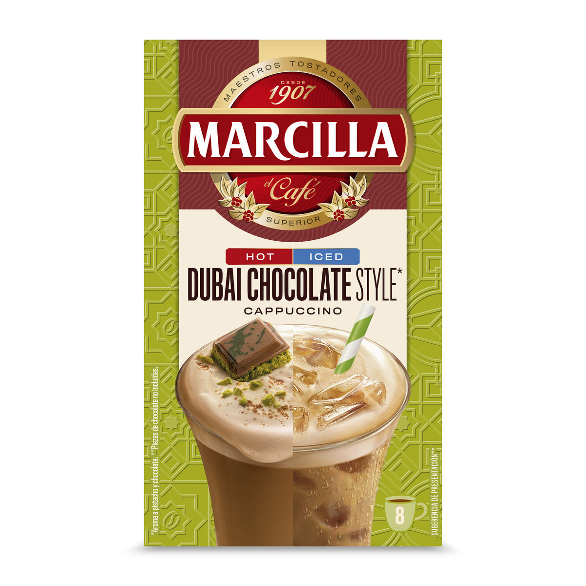 Cafe soluble capuccino choco dubai Marcilla p8 142g
