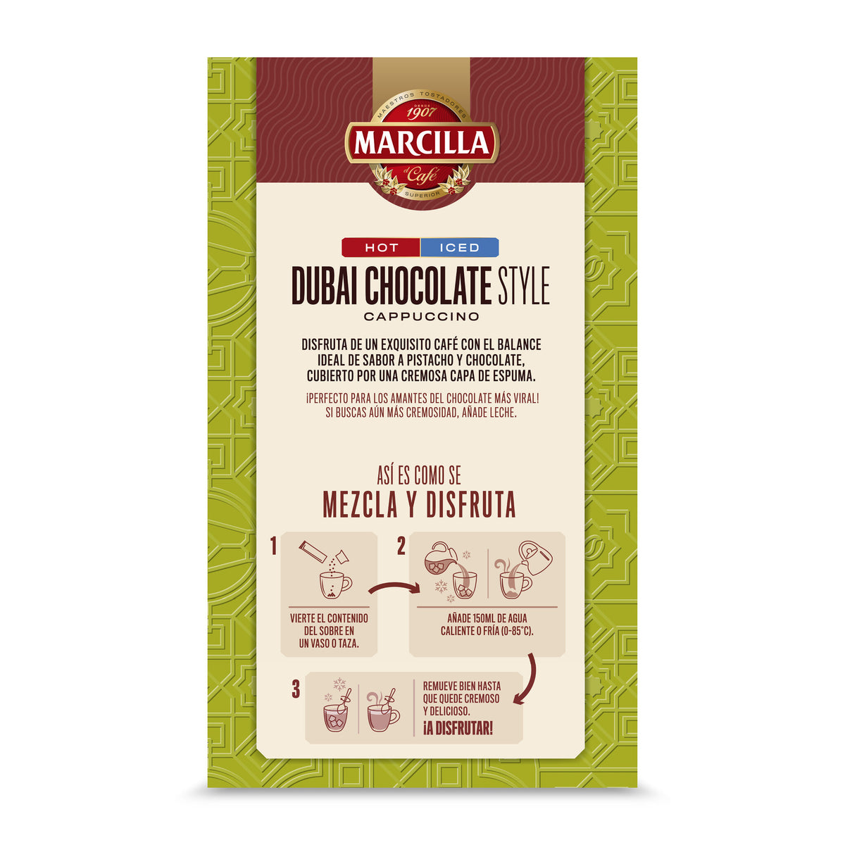 Cafe soluble capuccino choco dubai Marcilla p8 142g
