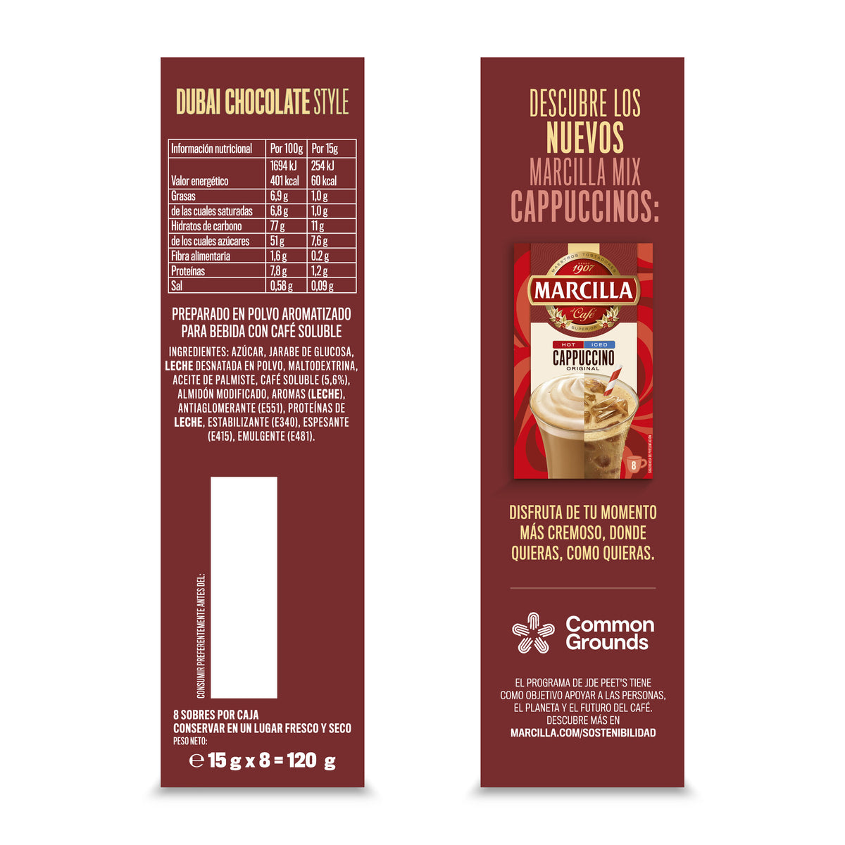 Cafe soluble capuccino choco dubai Marcilla p8 142g