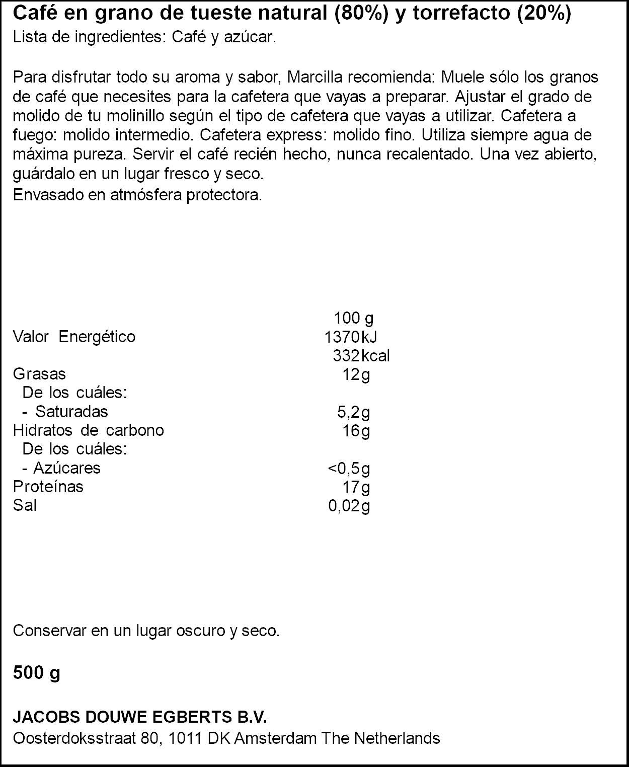 Café grano mezcla Marcilla 500g