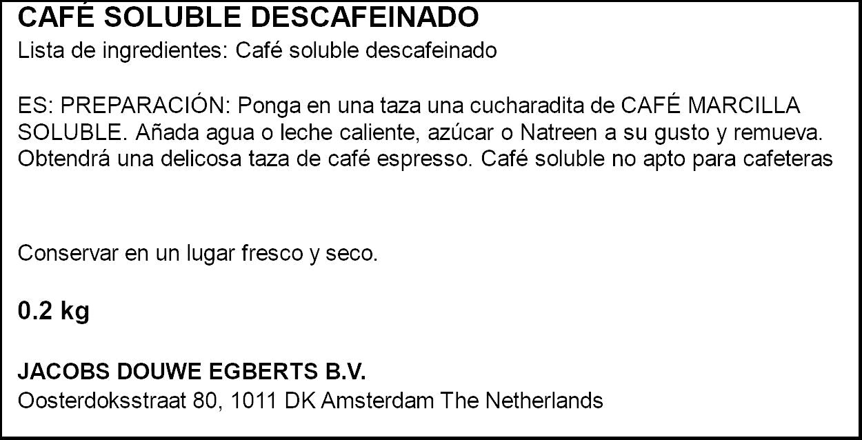 Café soluble descafeinado creme express Marcilla 200g