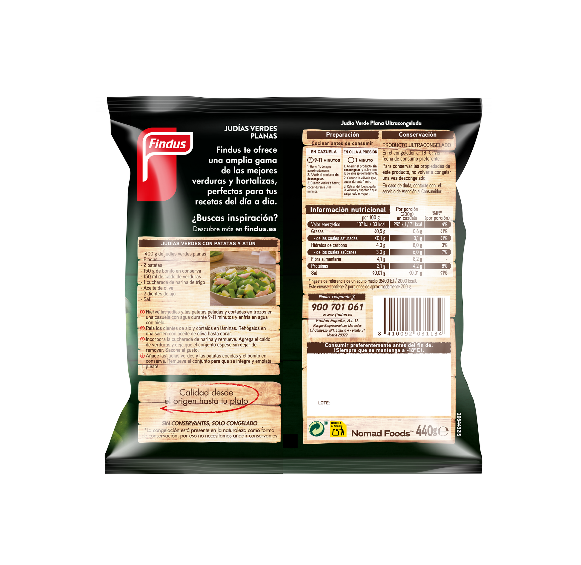 Judia verde plana Findus 400g
