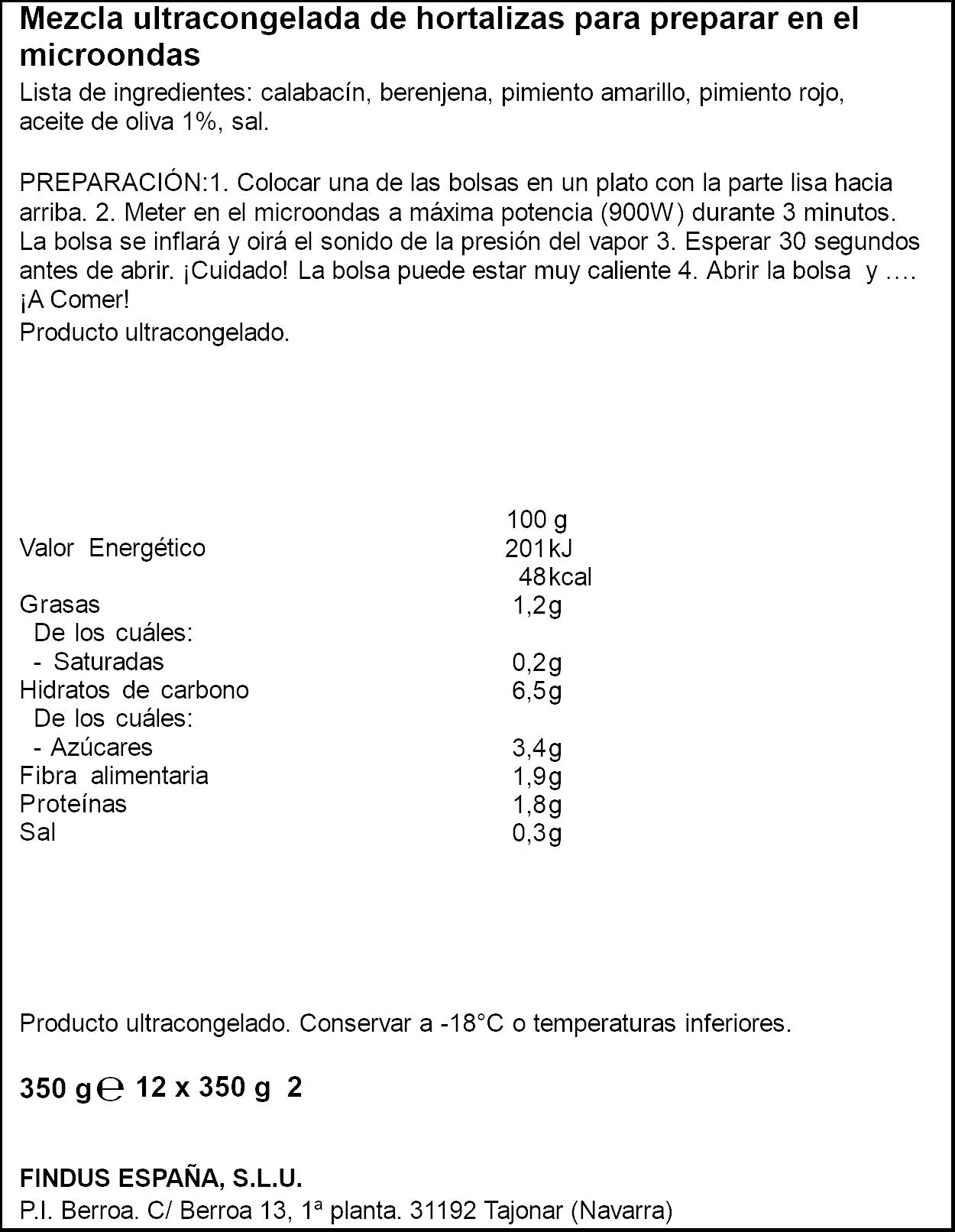 Verduras al vapor gourmet Findus 350g