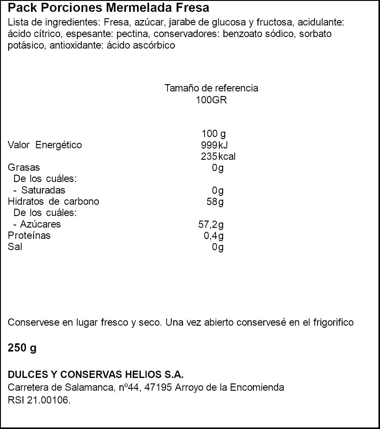 Mermelada fresa Helios p8 25g/u