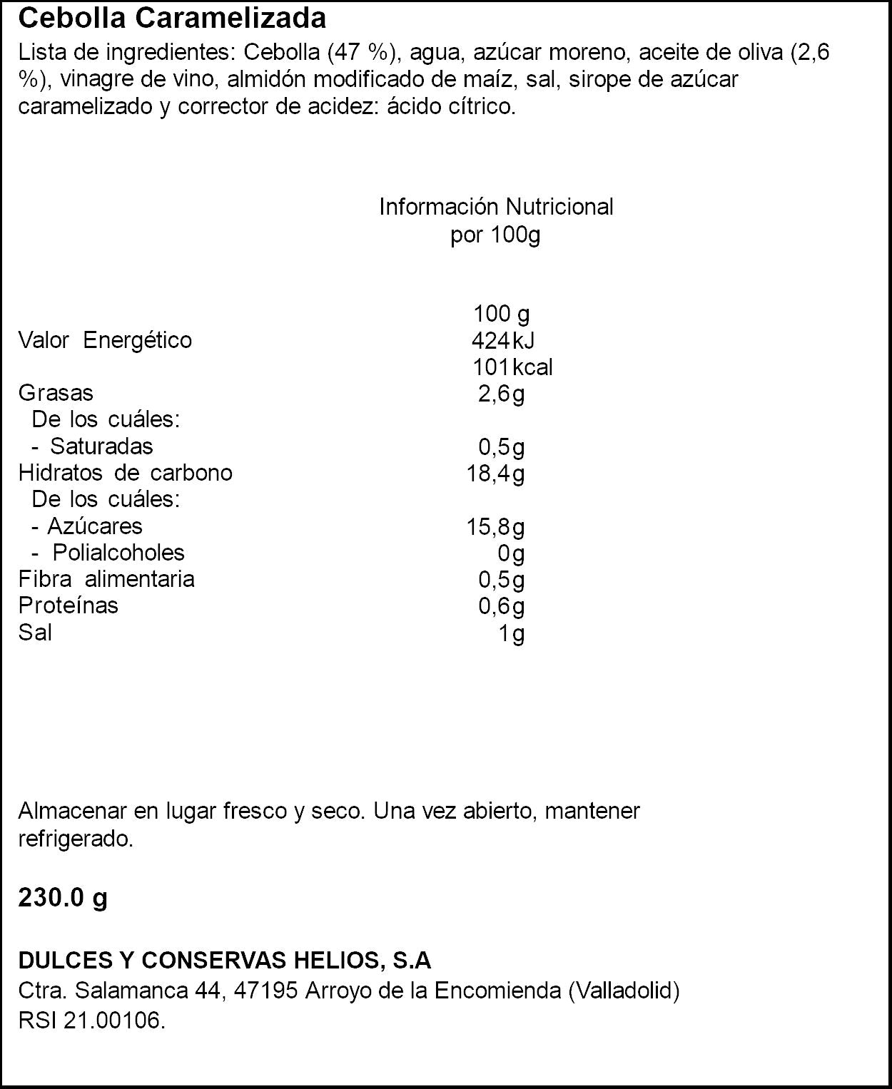 Cebolla caramelizada Helios 230g