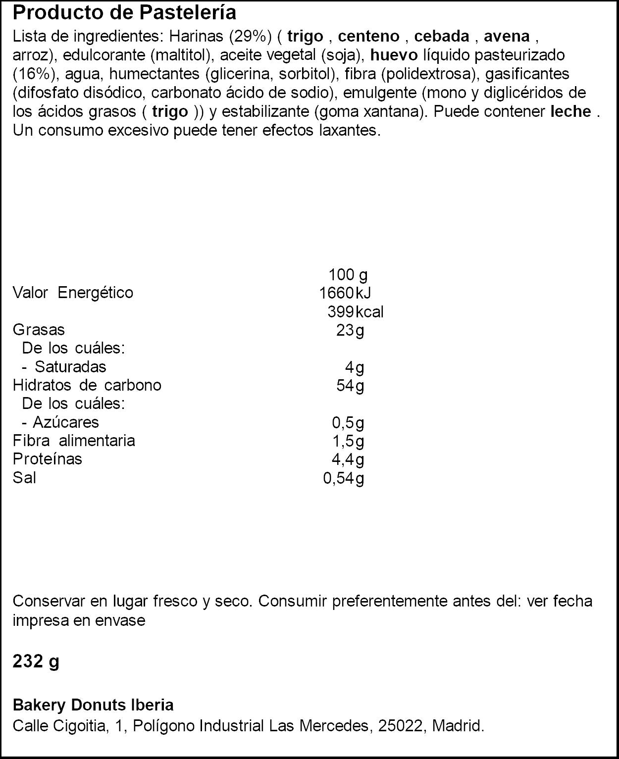 Magdalenas 0% azucar Bella easo