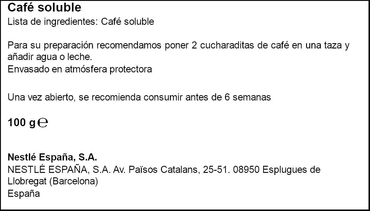 Café soluble natural Nescafe 100g