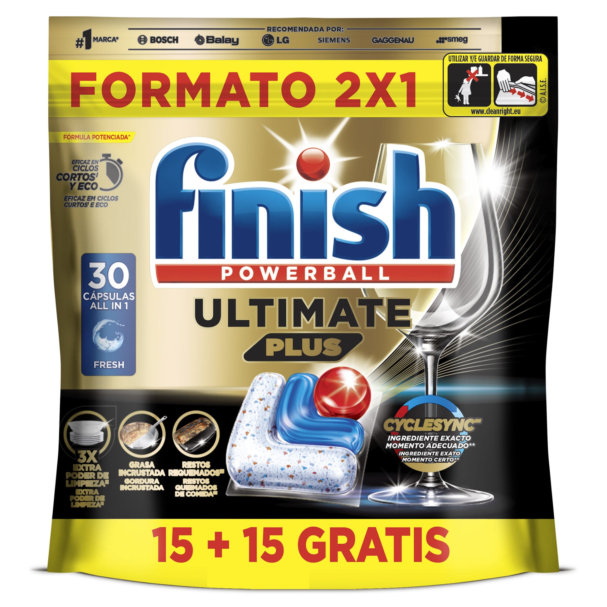 Lavavajillas cápsulas ultimate plus Finish 15+15