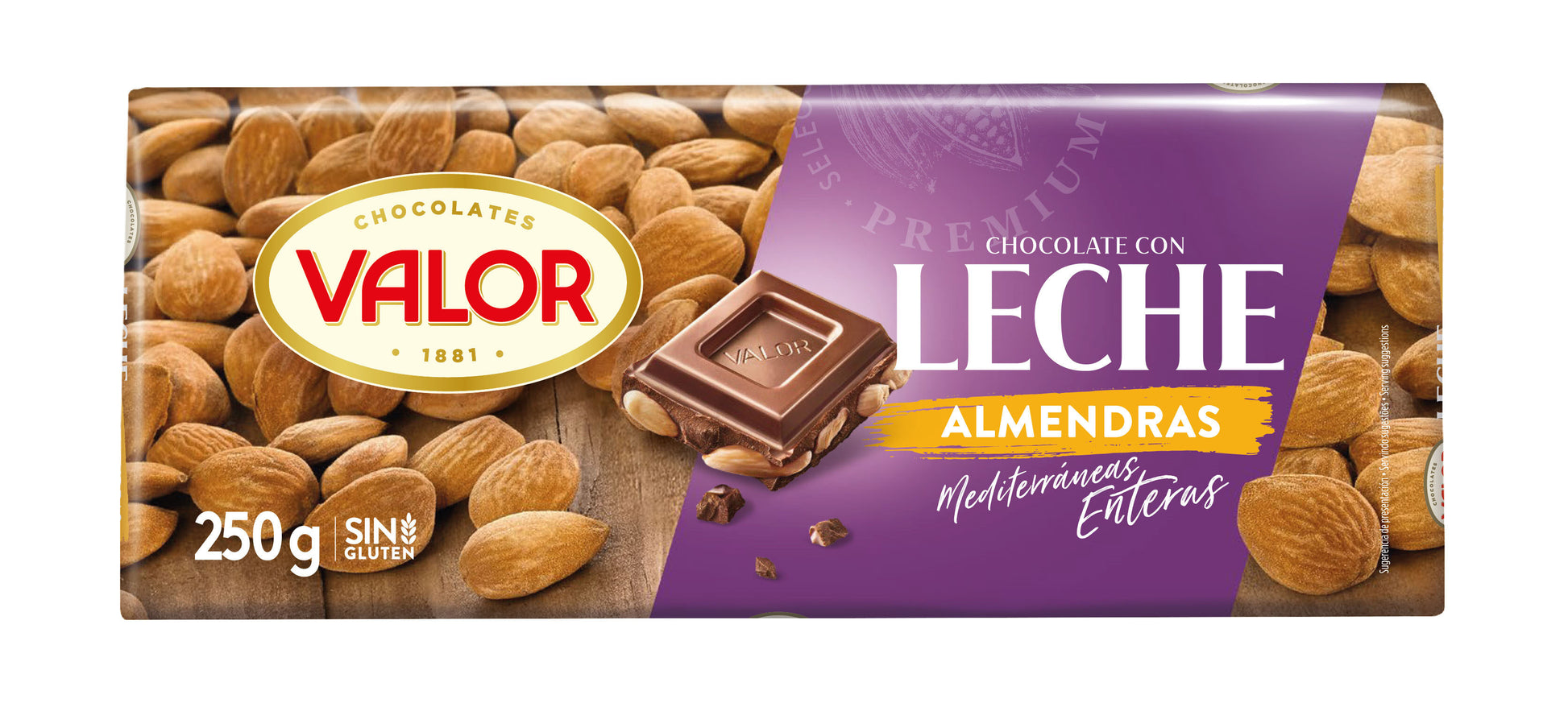 Chocolate leche con almendra Valor 250g