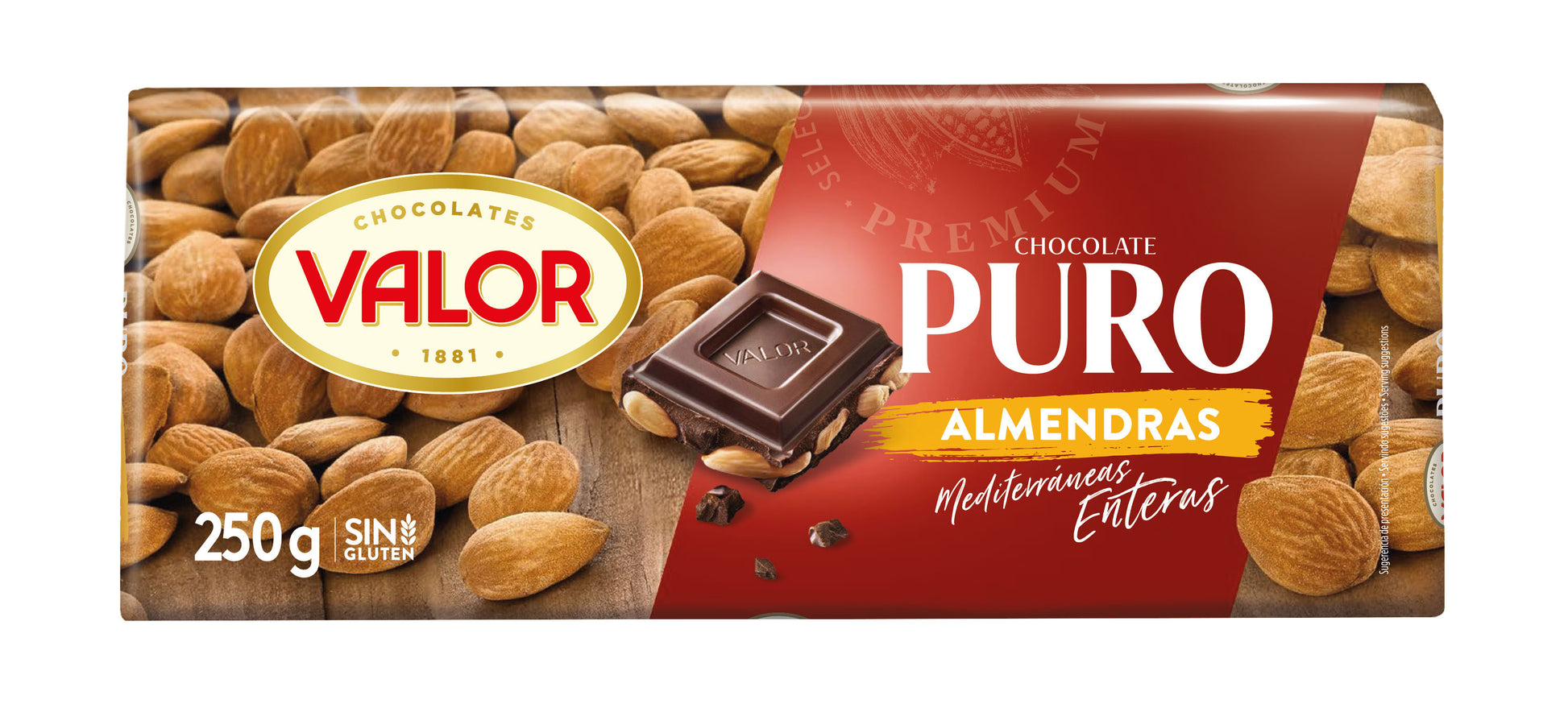 Chocolate puro c/almendra Valor 250g