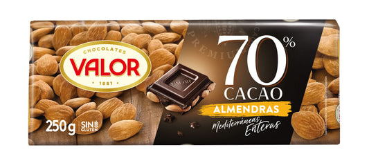 Chocolate negro 70% almendra Valor 250g La Despensa