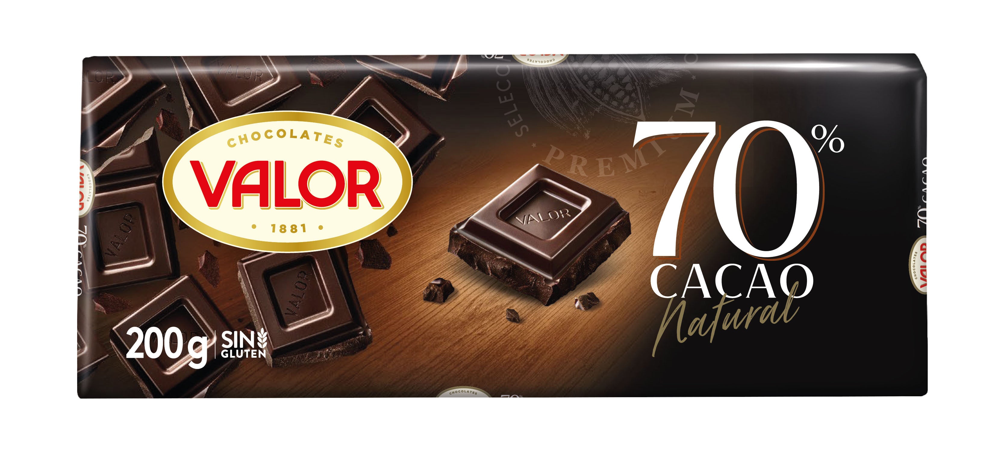 Chocolate negro 70% Valor 200g