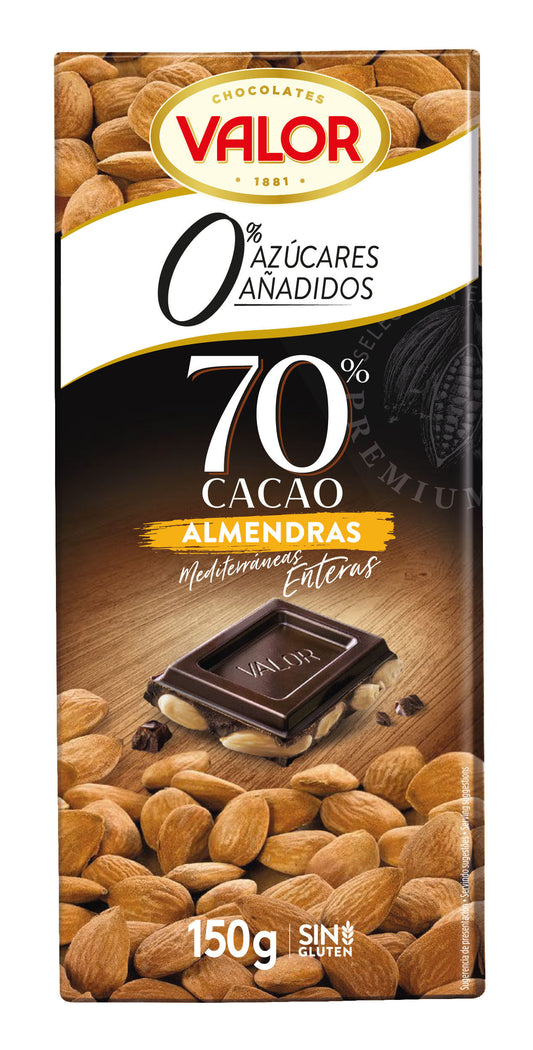 Chocolate s/a negro 70% almend Valor 150g La Despensa