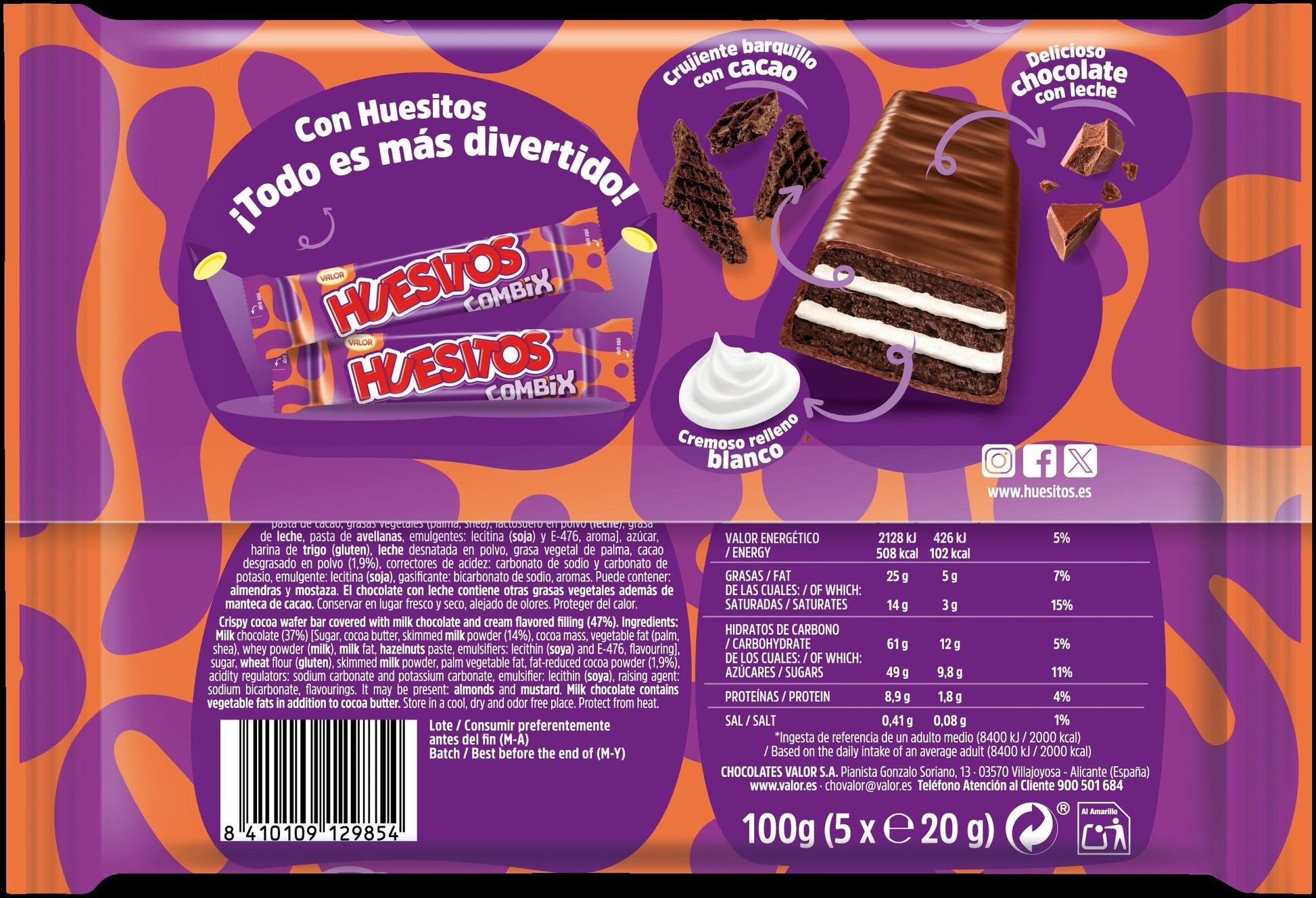 Chocolatina combix leche Valor p5 20g/u
