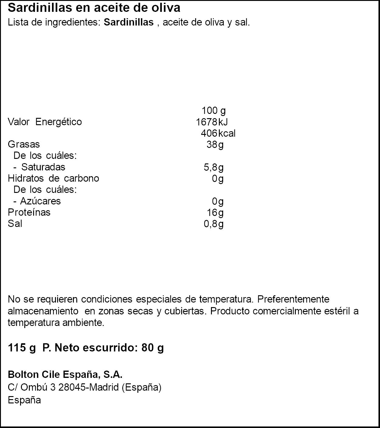 Sardinilla aceite oliva Cuca 115g